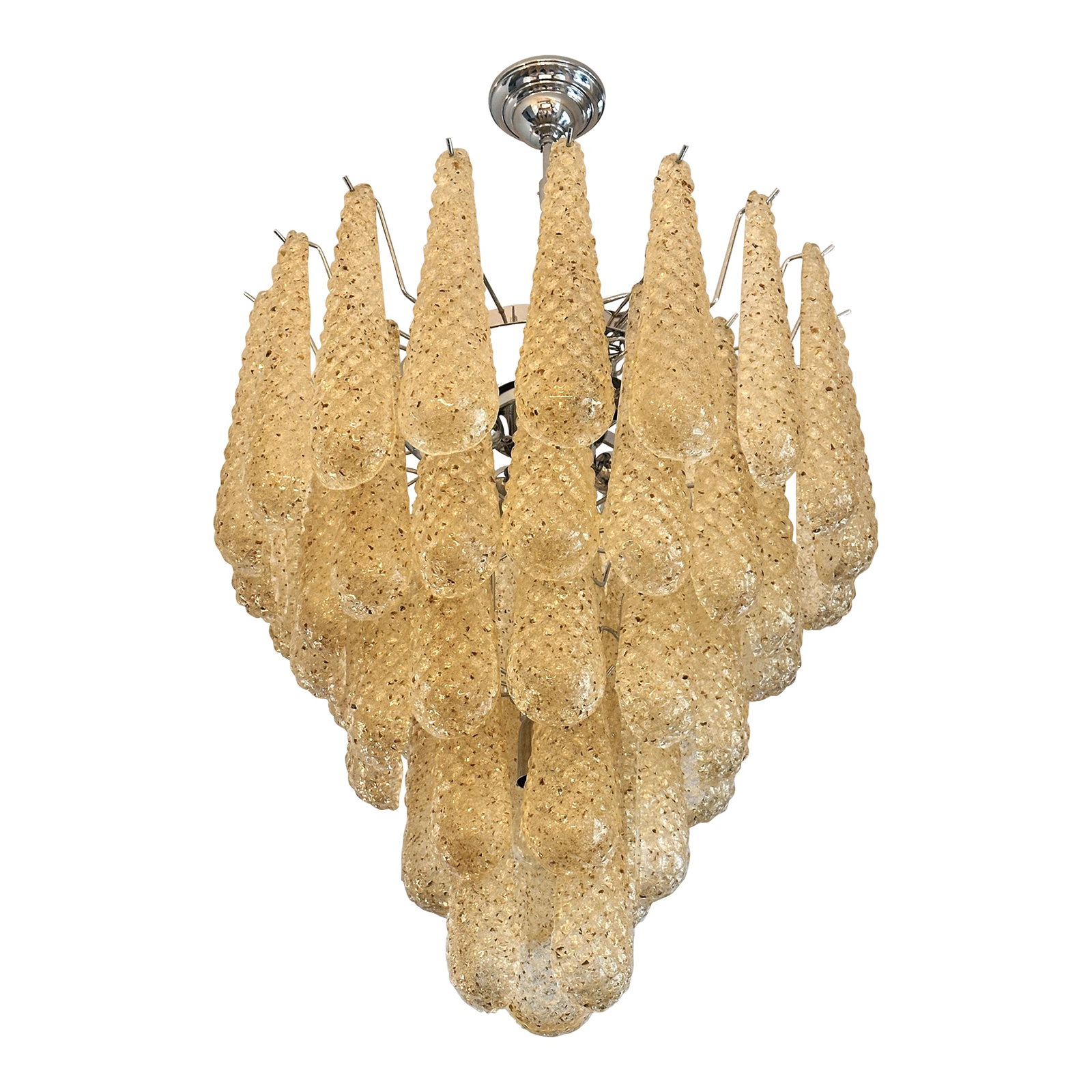 Venetian Amber "Conchiglie" Murano Glass Chrome Chandelier (1 of 7)