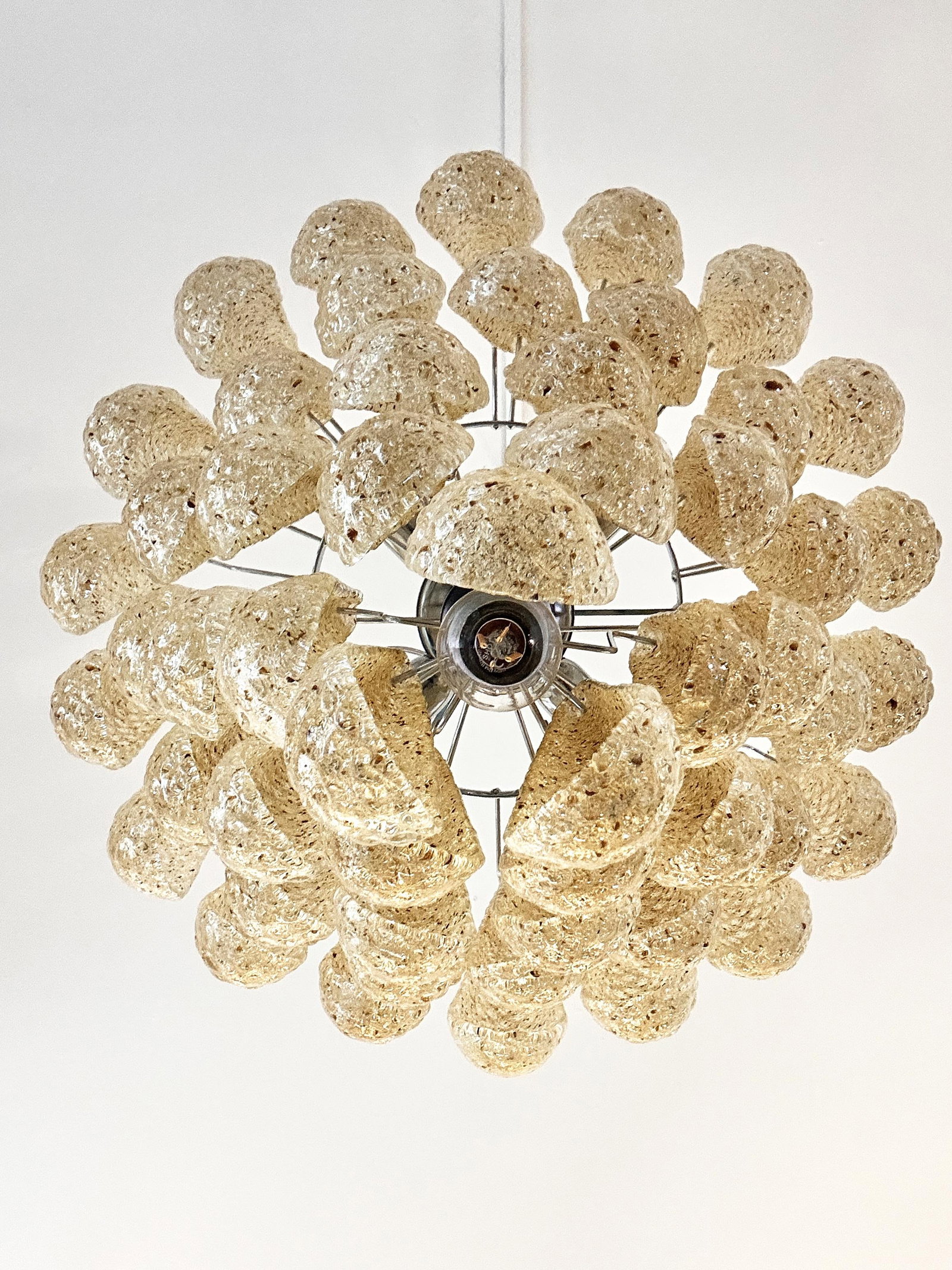 Venetian Amber "Conchiglie" Murano Glass Chrome Chandelier - 4