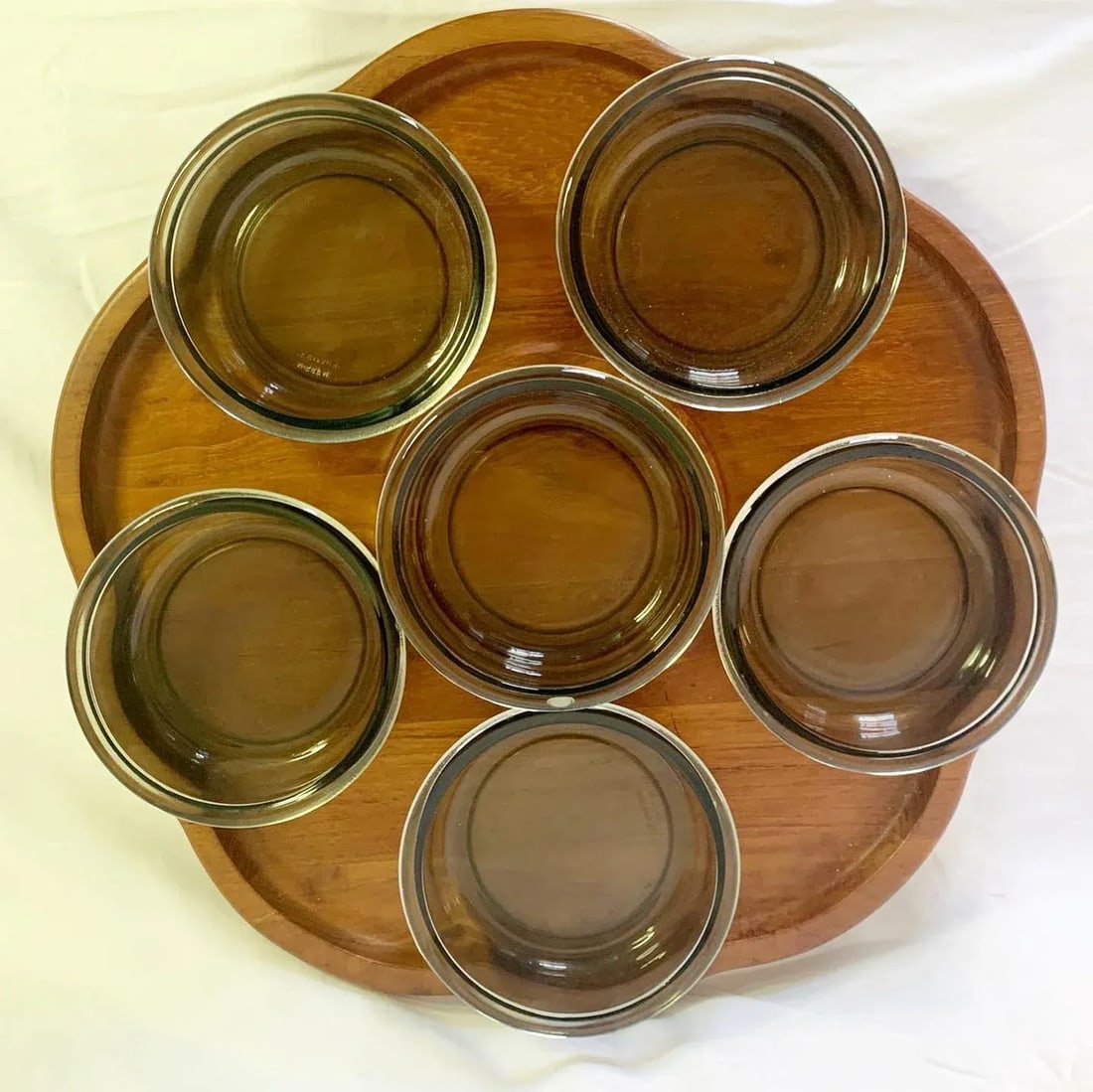 Modernist Quistgaard Denmark Teak Lazy Susan With 9 Matching Smoked Glass Bowls - 10 Pieces - 3