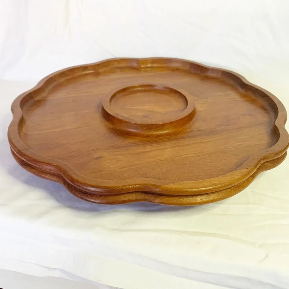 Modernist Quistgaard Denmark Teak Lazy Susan With 9 Matching Smoked Glass Bowls - 10 Pieces - 5