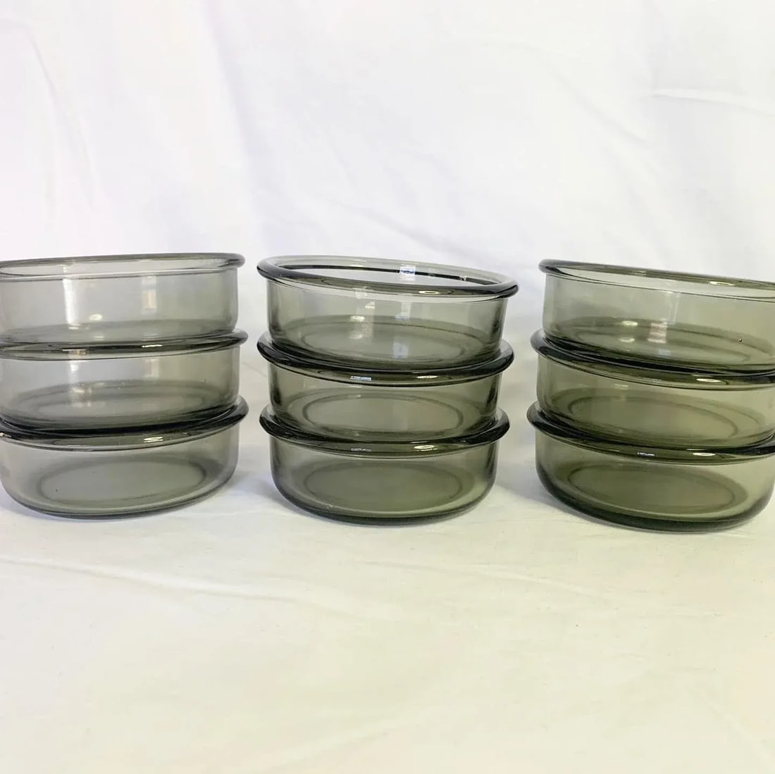 Modernist Quistgaard Denmark Teak Lazy Susan With 9 Matching Smoked Glass Bowls - 10 Pieces - 6