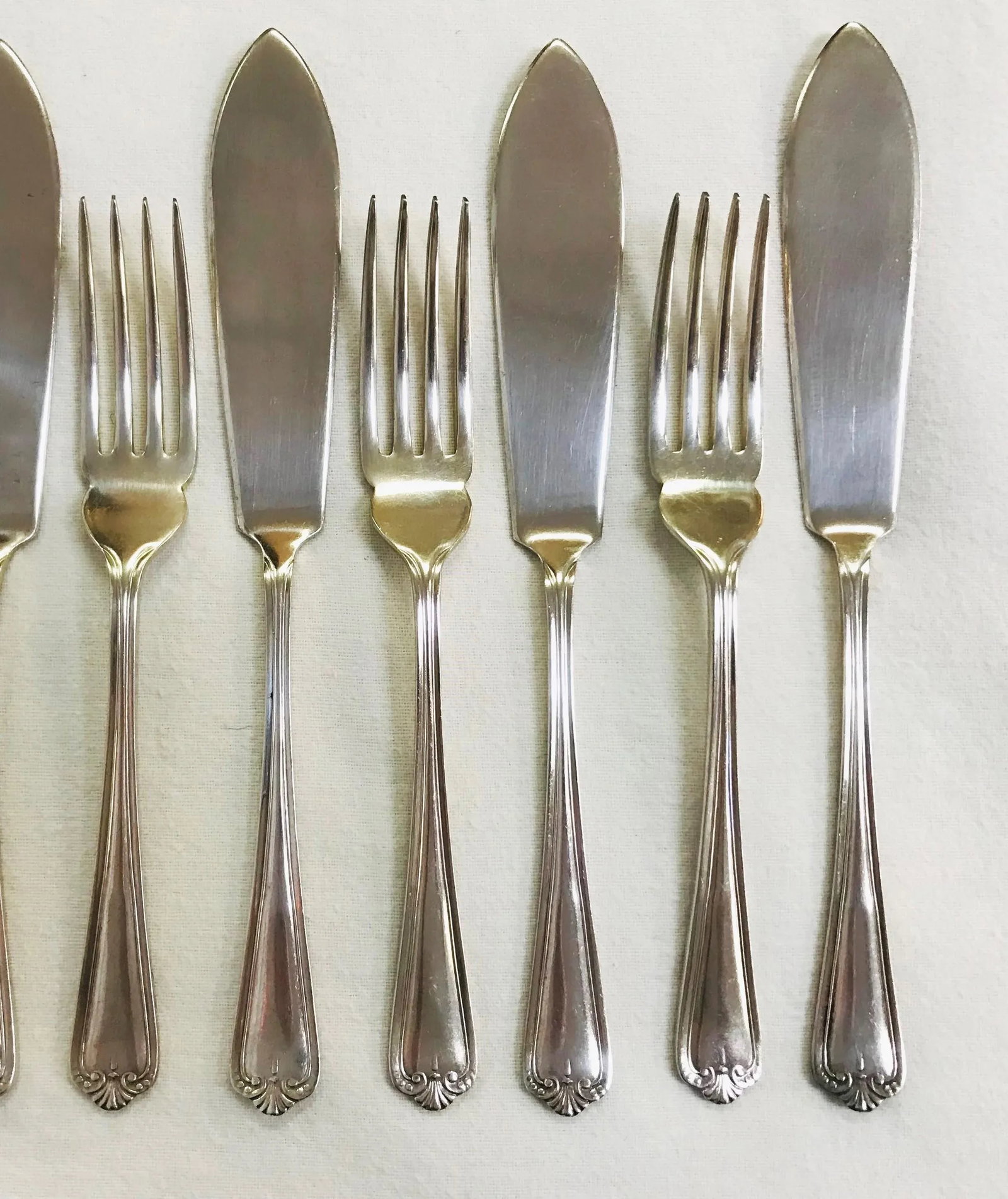 Needham, Veall & Tyzack Sheffield Fish Cutlery C1900- Set of 12 - 9