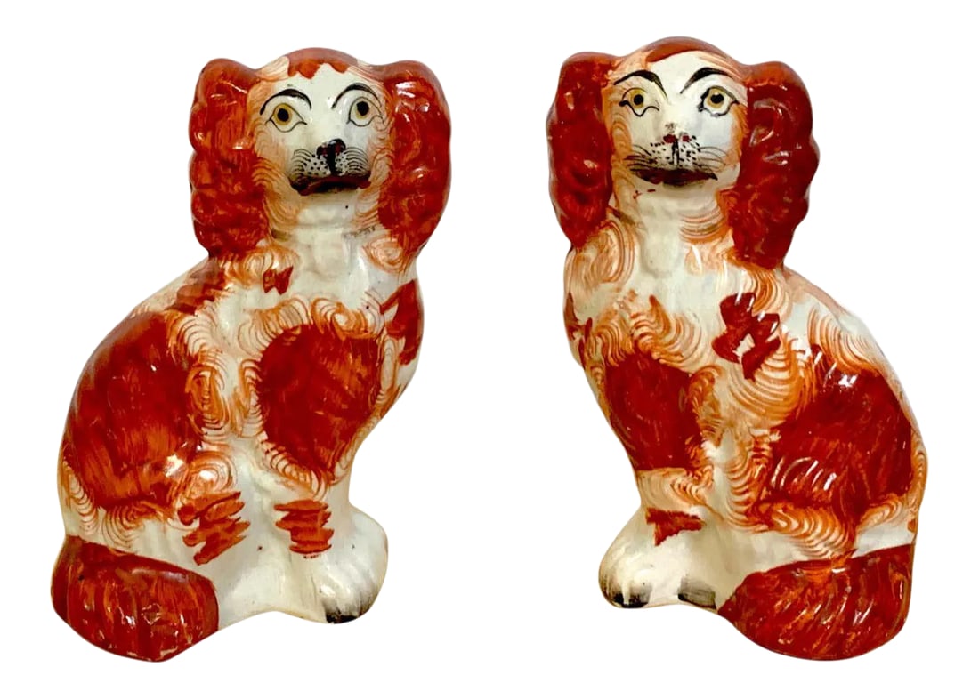19th Century Red Staffordshire Spaniels - a Pair (1 of 7)
