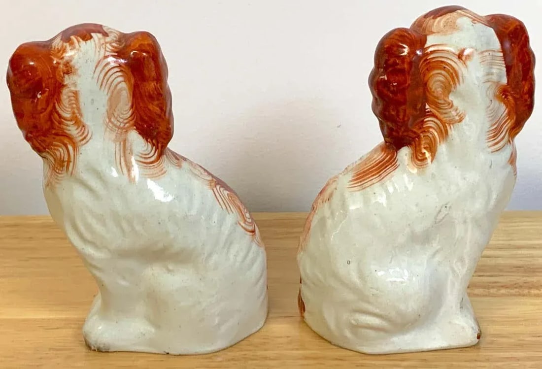19th Century Red Staffordshire Spaniels - a Pair - 2