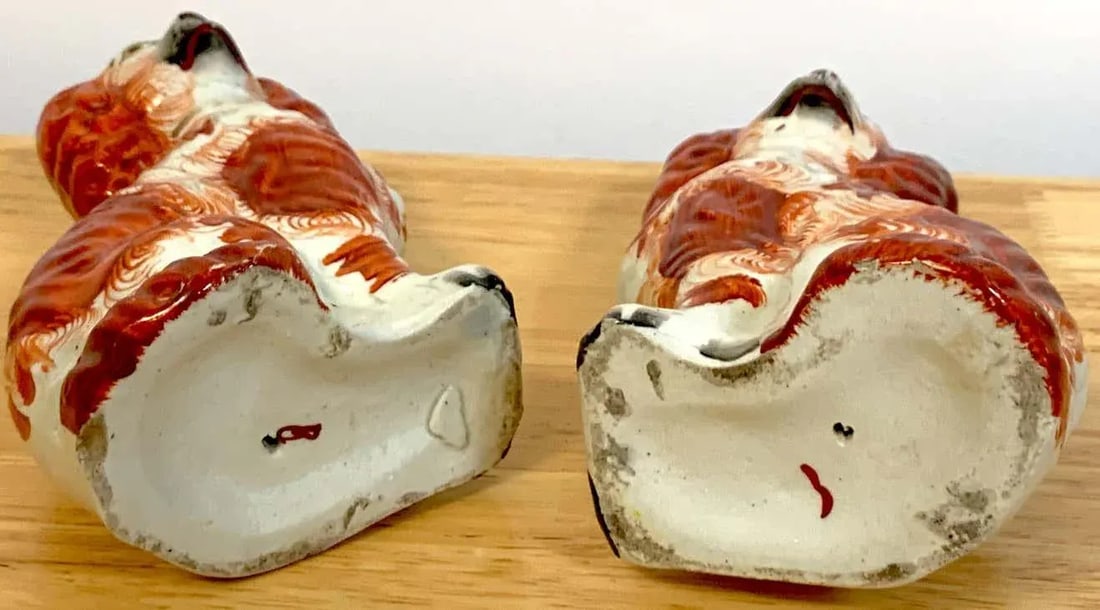 19th Century Red Staffordshire Spaniels - a Pair - 3