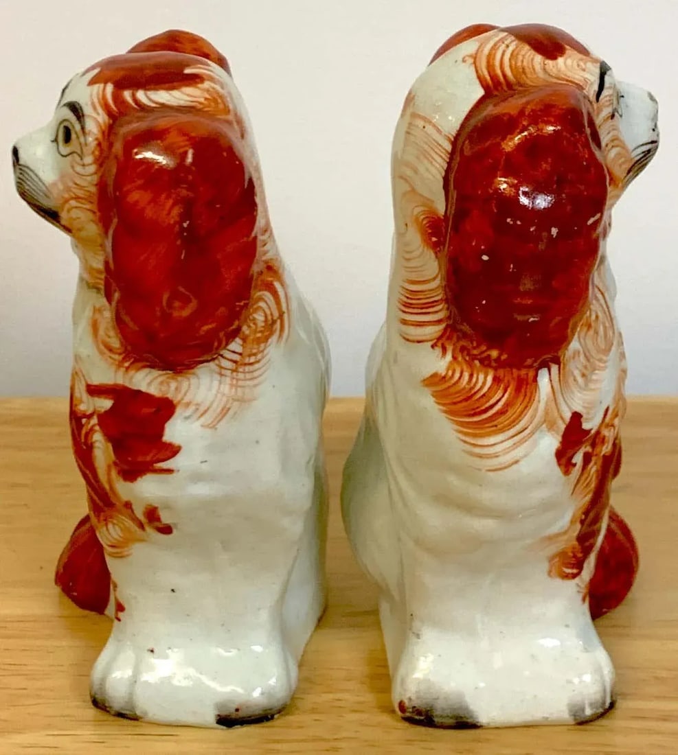 19th Century Red Staffordshire Spaniels - a Pair - 6