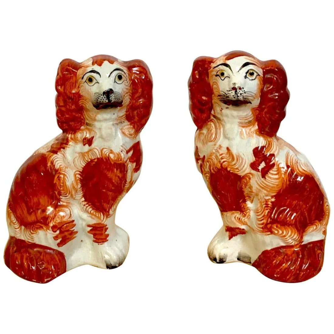19th Century Red Staffordshire Spaniels - a Pair - 7