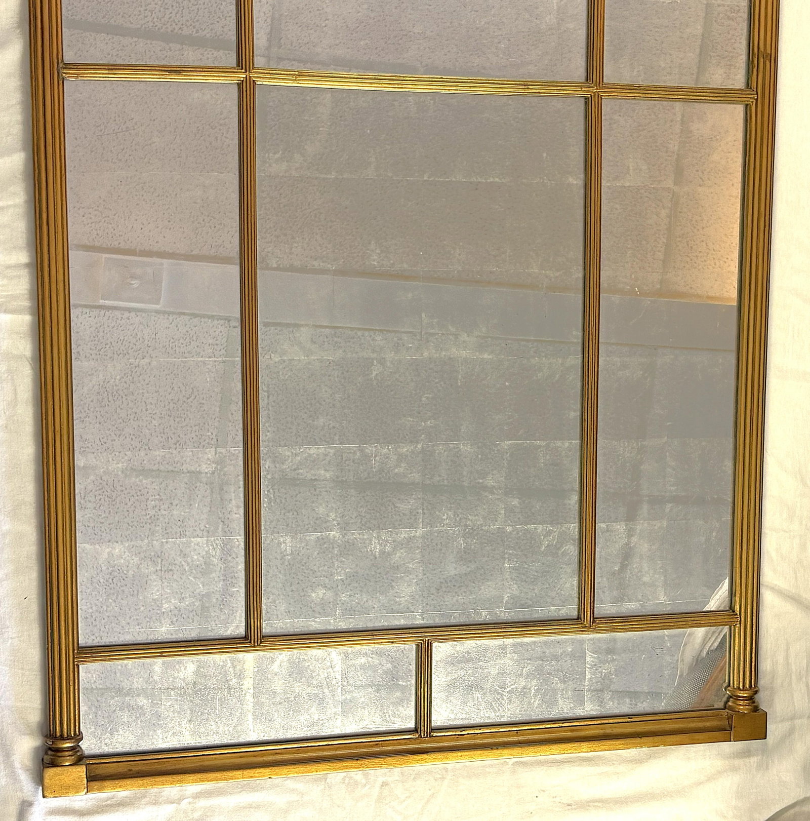 Vintage Bernhardt Large Paneled Gold Painted Wood Frame and Silver Leaf Mirror - 13