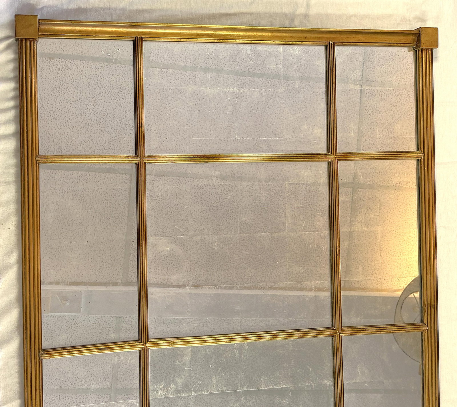 Vintage Bernhardt Large Paneled Gold Painted Wood Frame and Silver Leaf Mirror - 14