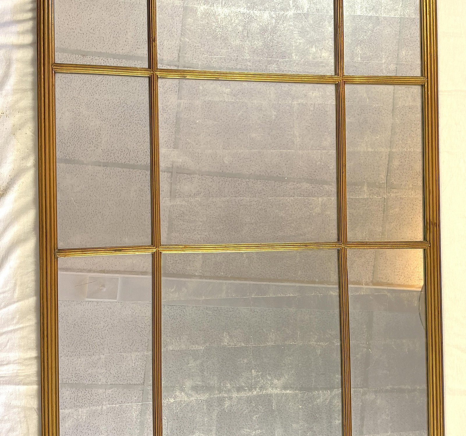 Vintage Bernhardt Large Paneled Gold Painted Wood Frame and Silver Leaf Mirror - 15