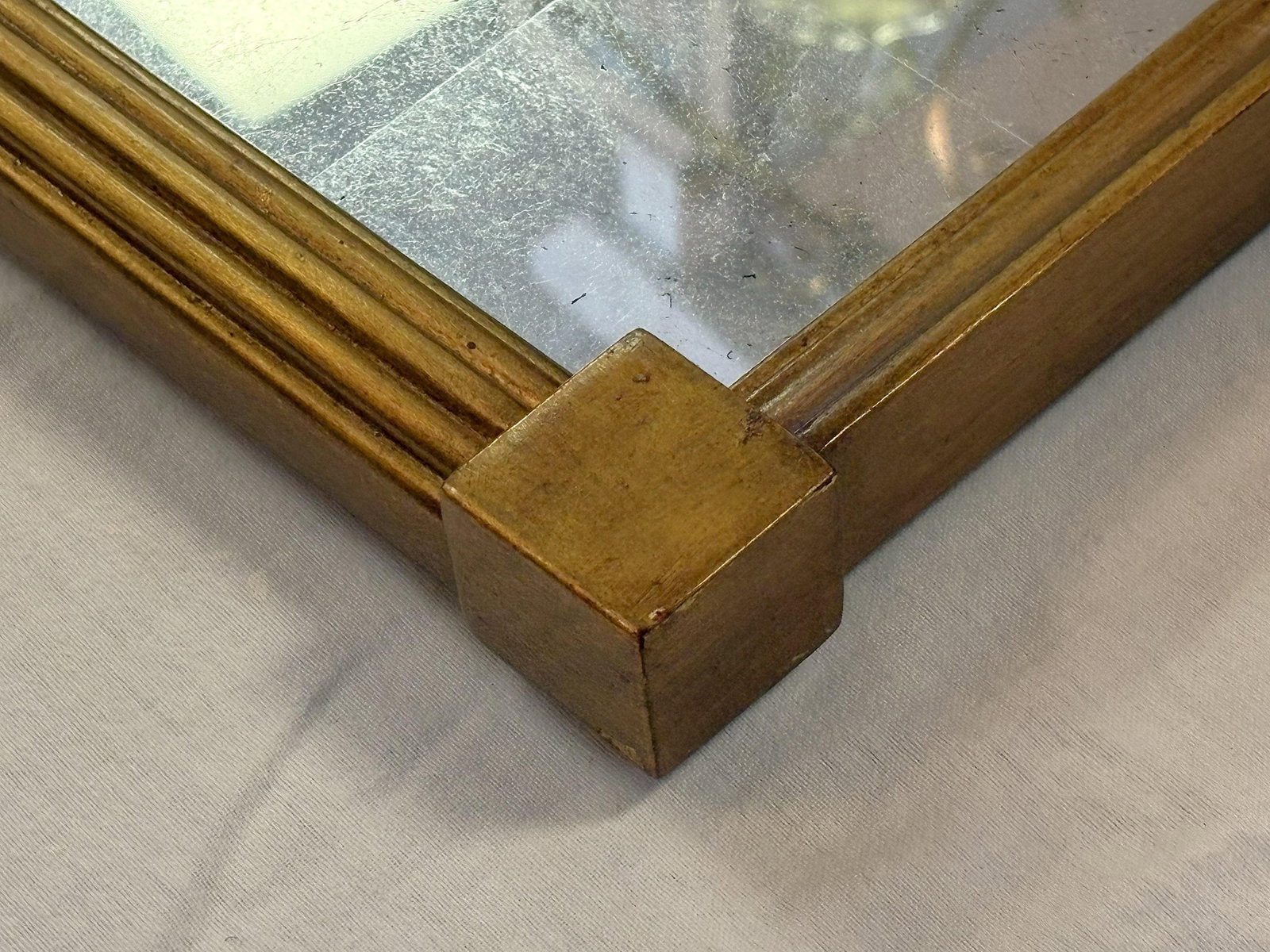 Vintage Bernhardt Large Paneled Gold Painted Wood Frame and Silver Leaf Mirror - 16