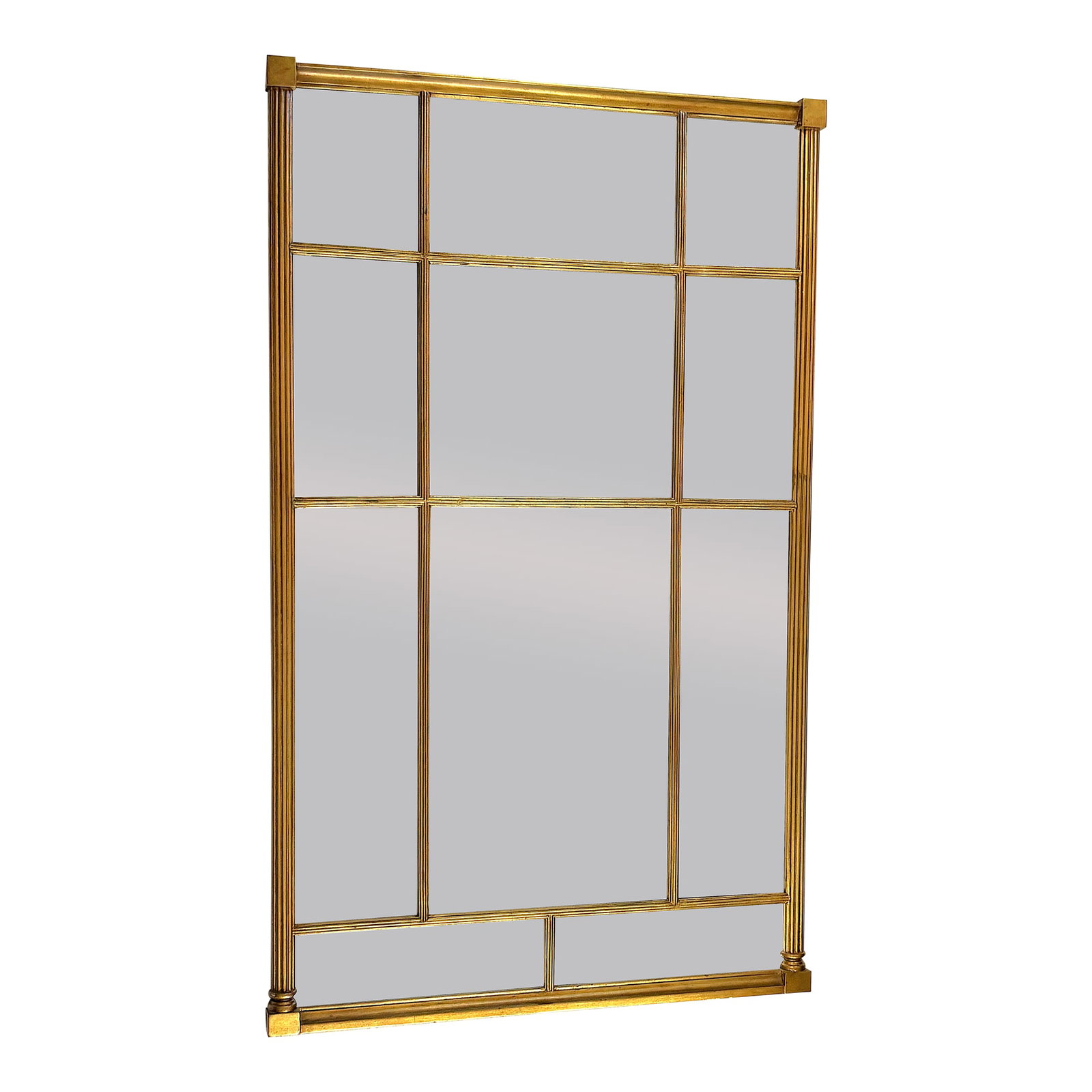 Vintage Bernhardt Large Paneled Gold Painted Wood Frame and Silver Leaf Mirror (1 of 16)
