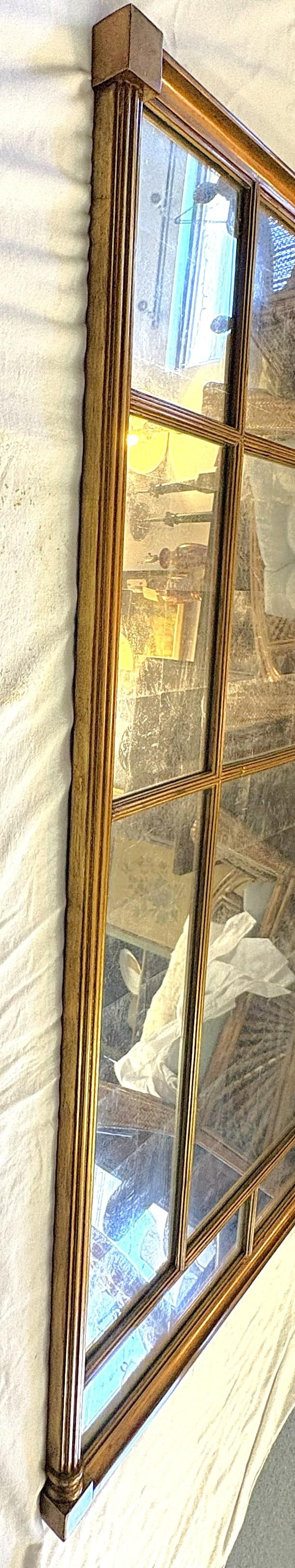 Vintage Bernhardt Large Paneled Gold Painted Wood Frame and Silver Leaf Mirror - 4
