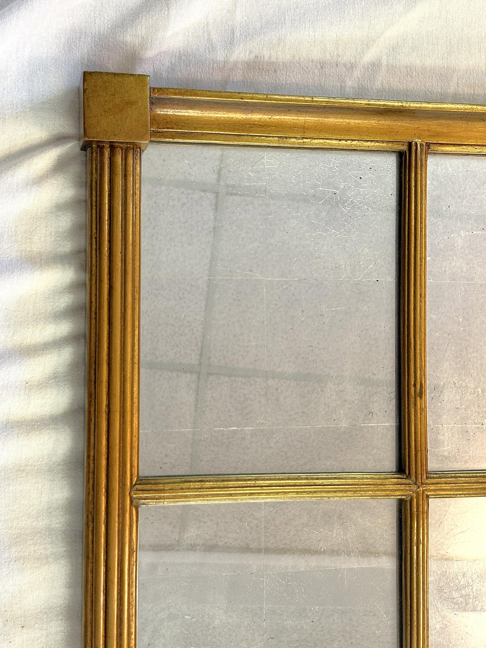 Vintage Bernhardt Large Paneled Gold Painted Wood Frame and Silver Leaf Mirror - 8