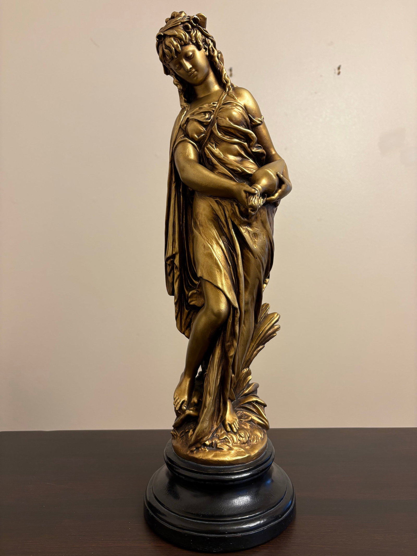 Vintage Pair Gold Signed Norwal Chalkware Grecian Lady Sculptures - 3