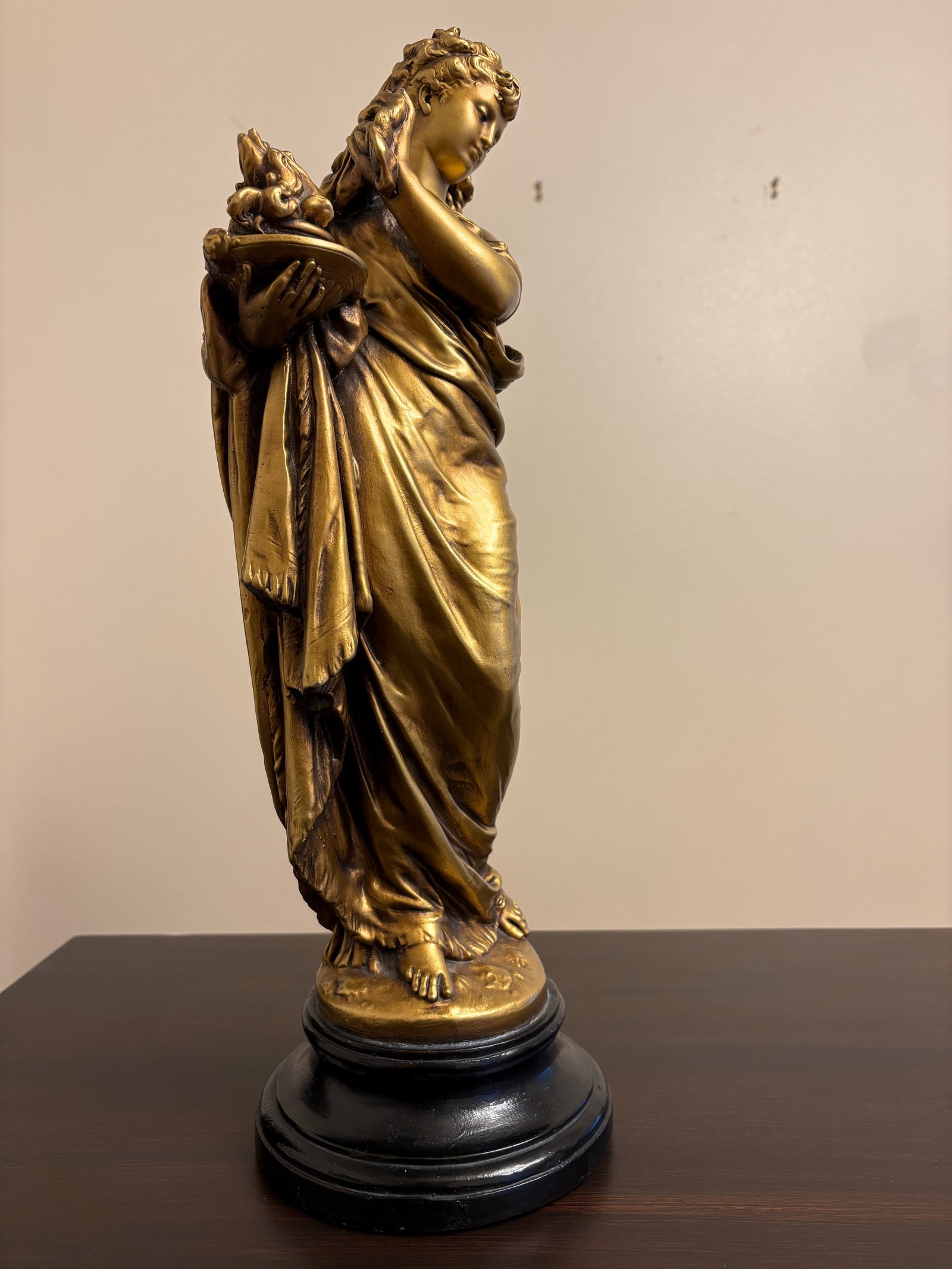 Vintage Pair Gold Signed Norwal Chalkware Grecian Lady Sculptures - 5