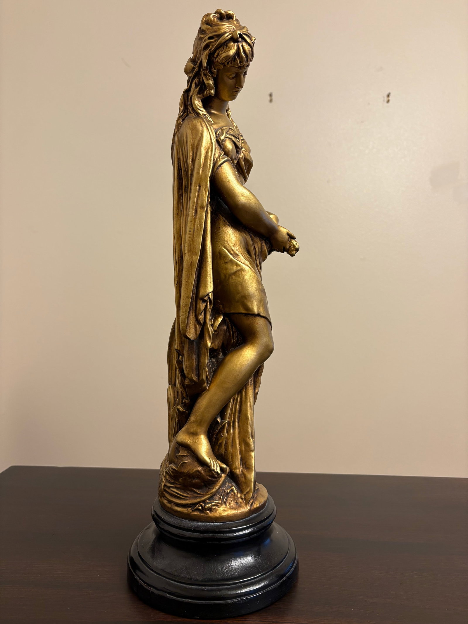 Vintage Pair Gold Signed Norwal Chalkware Grecian Lady Sculptures - 8