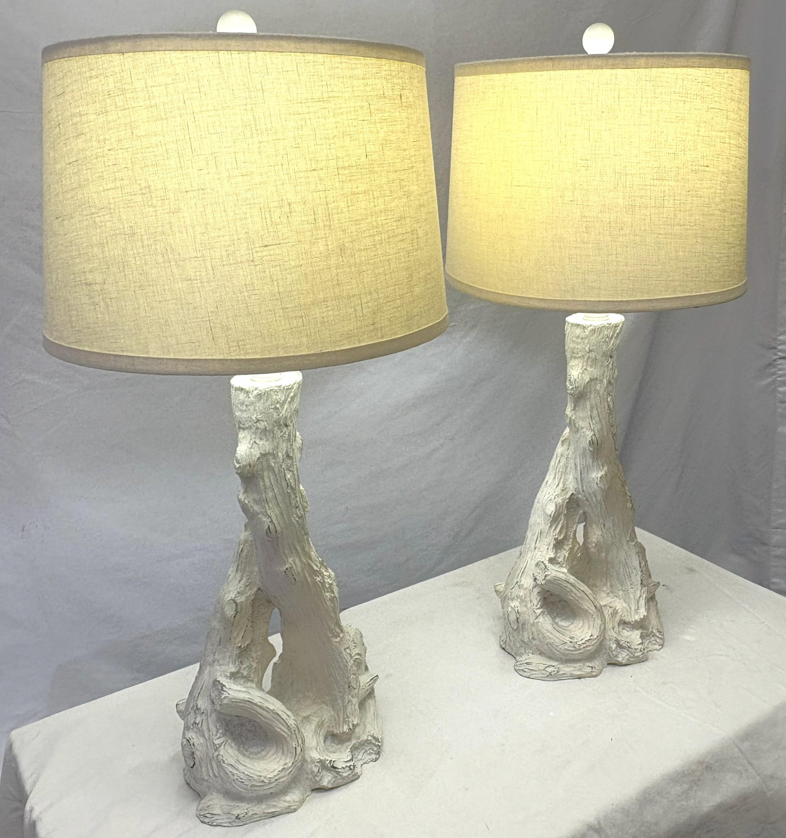 Italian Style Faux Bois Table Lamps- A Pair - 13