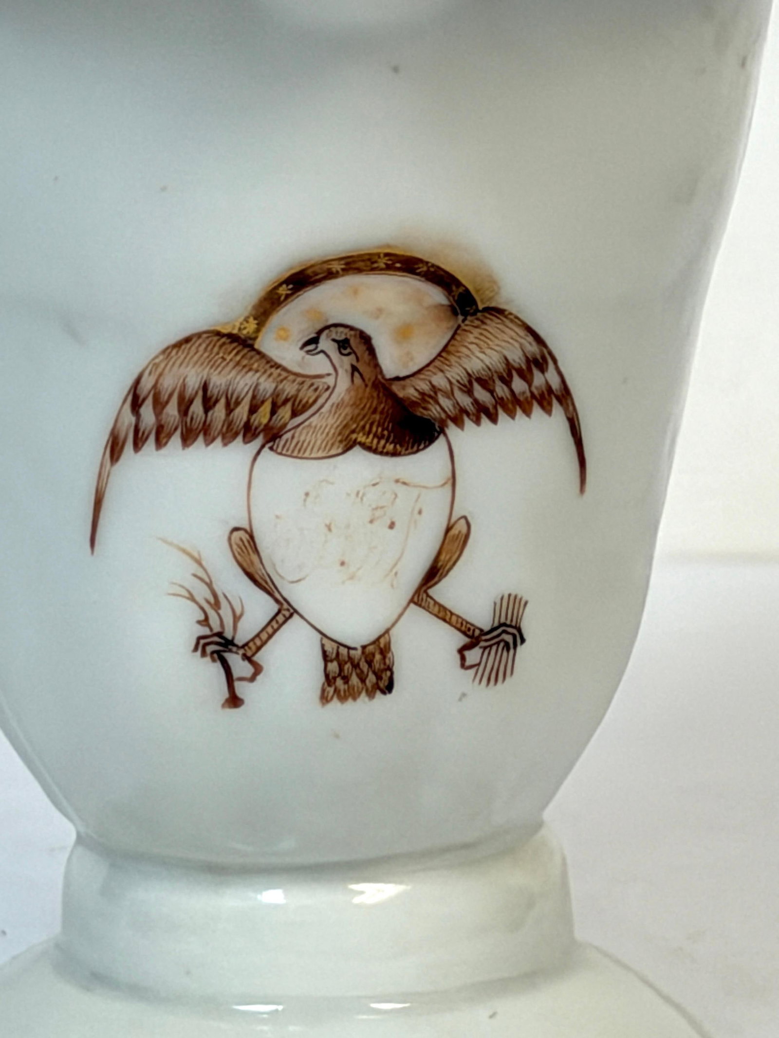 Rare Chinese Export Helmet Pitcher American Eagle Armorial, For American Market - 10