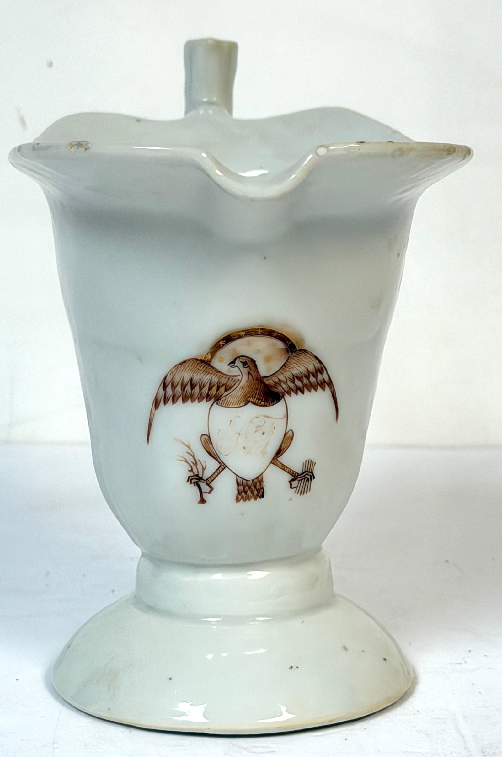 Rare Chinese Export Helmet Pitcher American Eagle Armorial, For American Market - 2