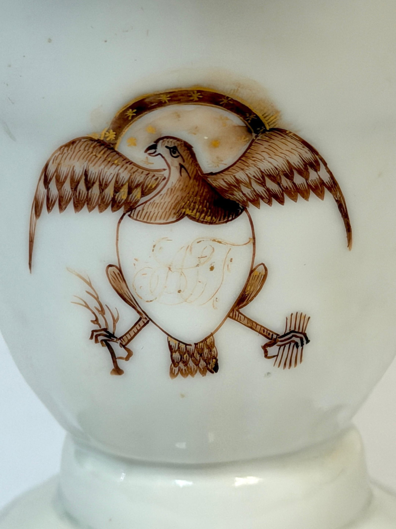 Rare Chinese Export Helmet Pitcher American Eagle Armorial, For American Market - 5
