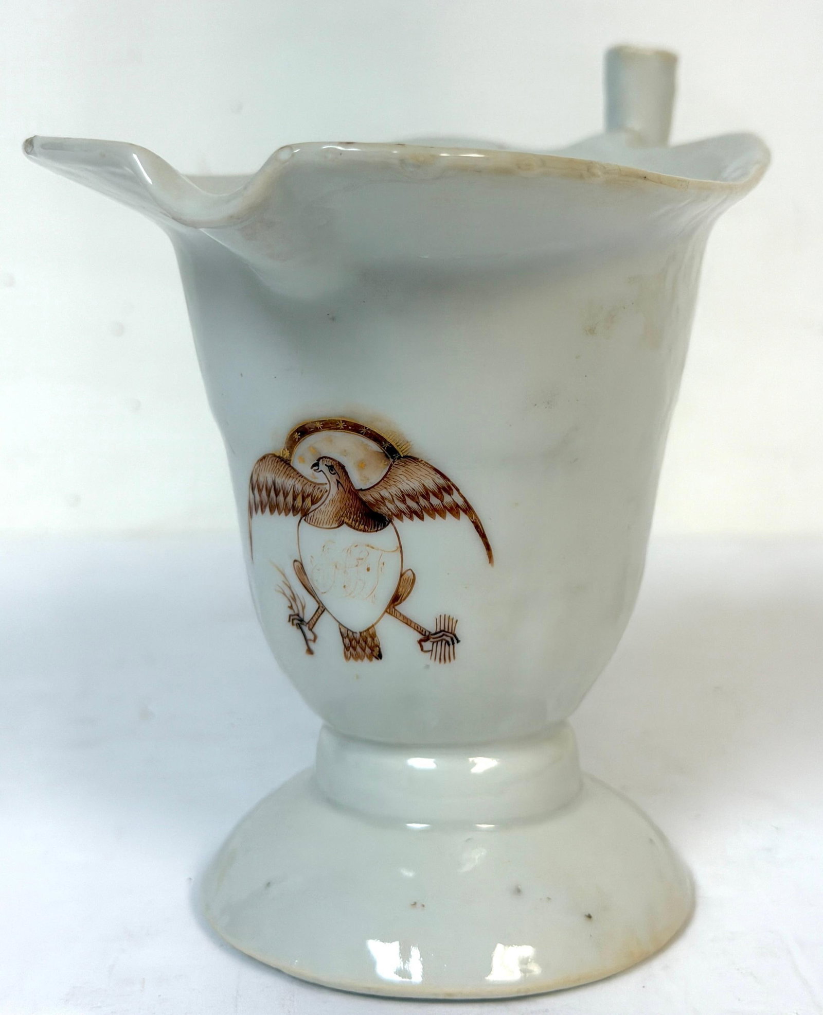 Rare Chinese Export Helmet Pitcher American Eagle Armorial, For American Market - 8