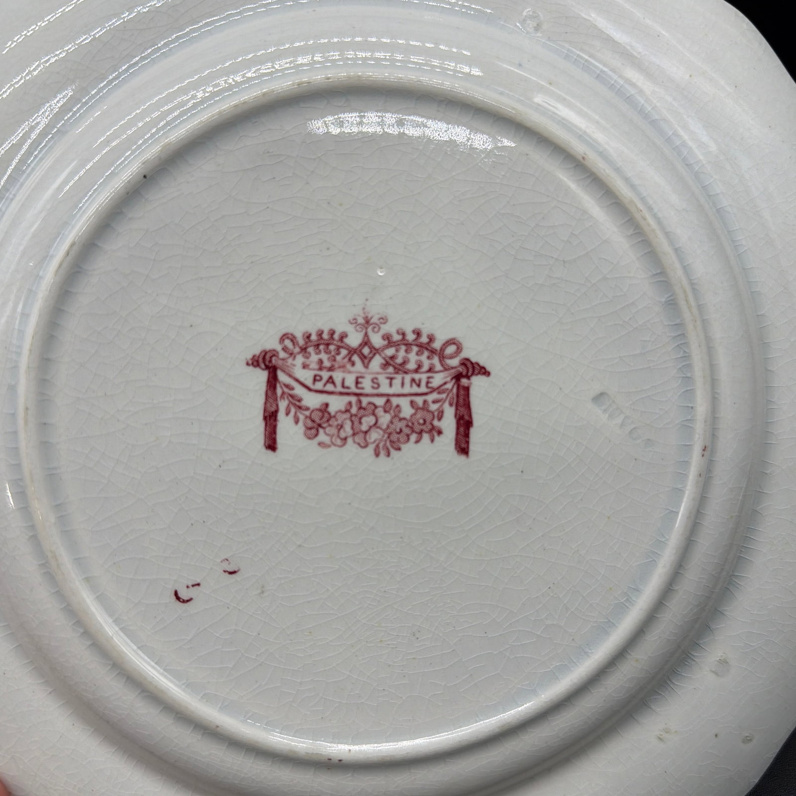 A Pair of Antique Staffordshire "Palestine" Pink Transfer Decorated Plates, 1830's - 5