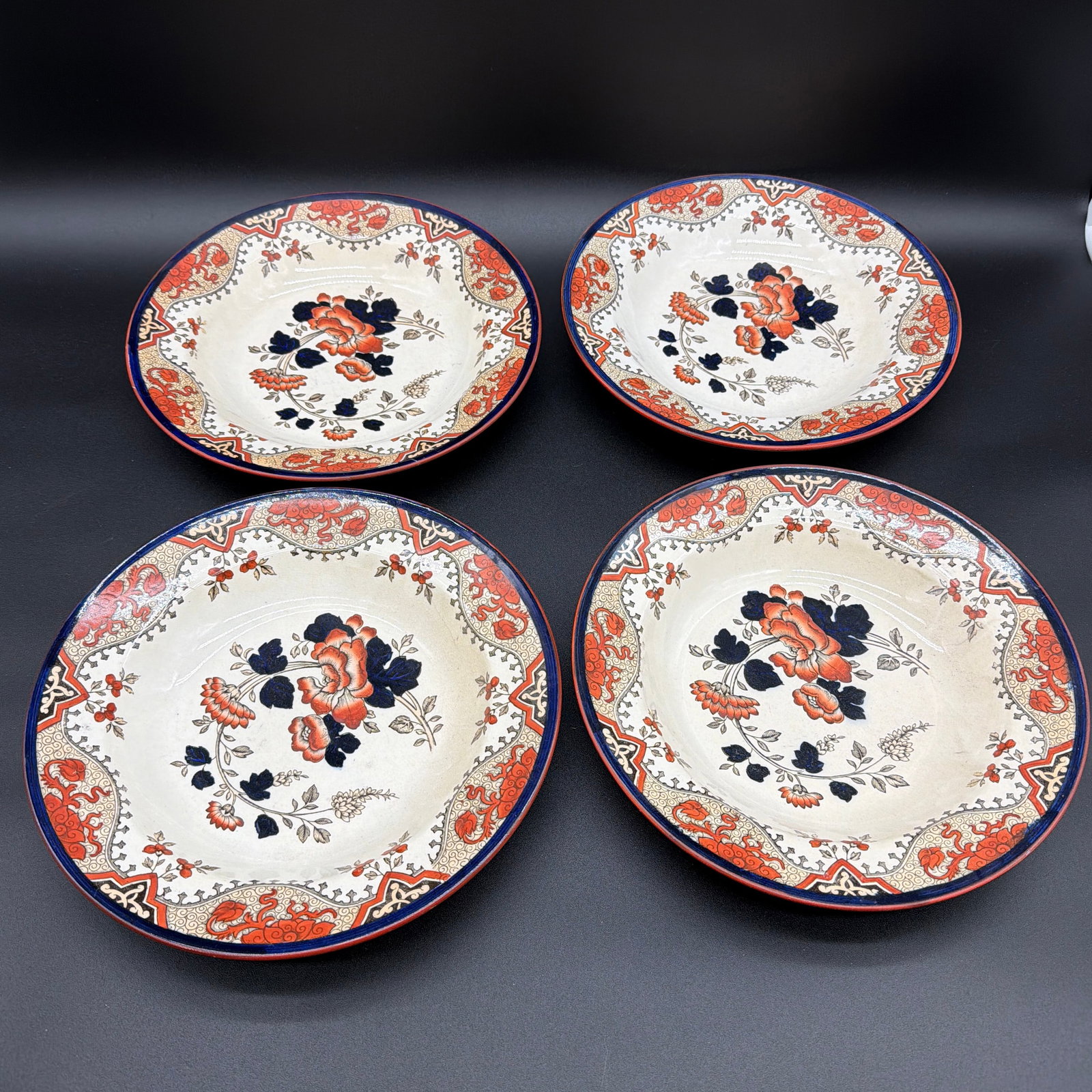 A Set of 4 Antique Doulton's Alma Pattern Soup Plates, Circa 1880's - 2