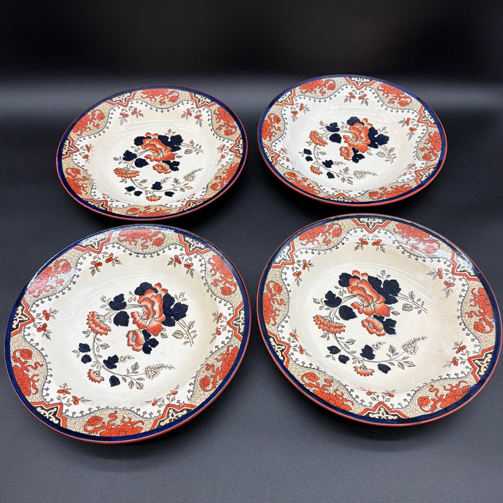 A Set of 4 Antique Doulton's Alma Pattern Soup Plates, Circa 1880's - 3