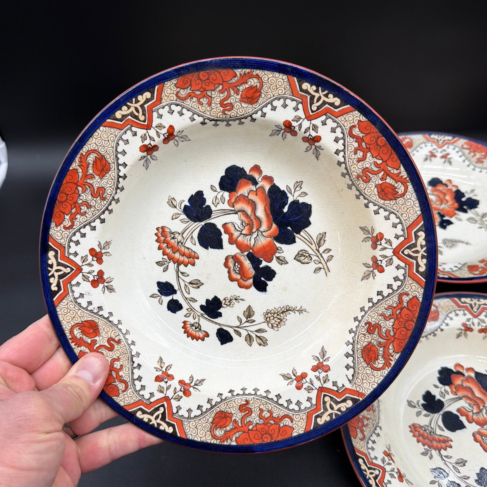 A Set of 4 Antique Doulton's Alma Pattern Soup Plates, Circa 1880's - 4