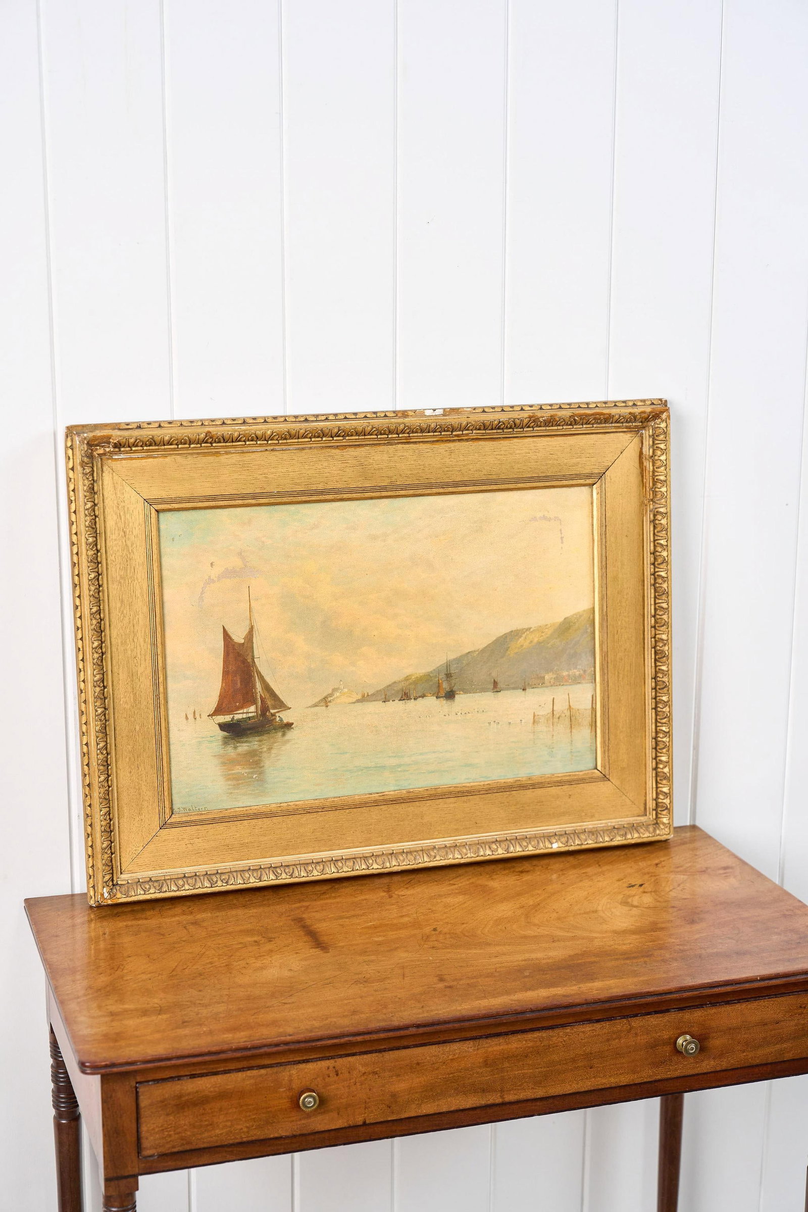 Late 19th Century George Stanfield Walters (English, 1838-1924) Signed Study of Boats Oil on Canvas - 2