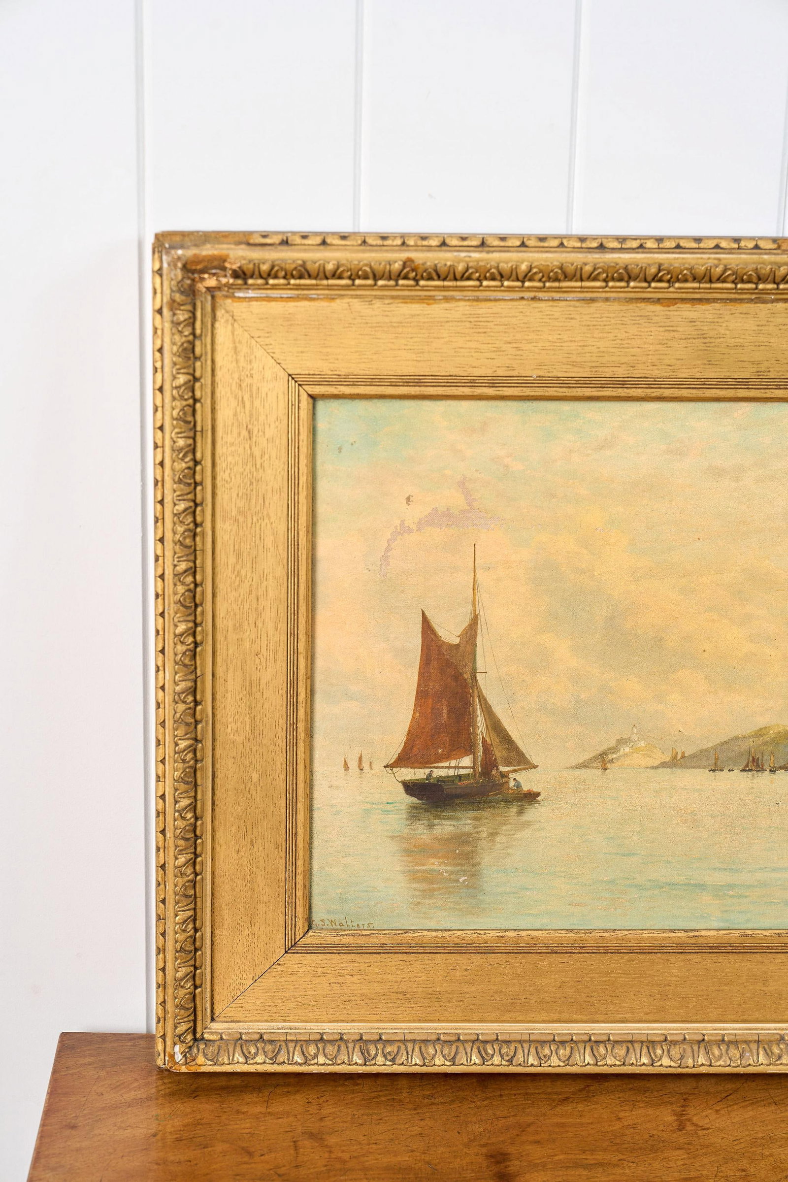 Late 19th Century George Stanfield Walters (English, 1838-1924) Signed Study of Boats Oil on Canvas - 3