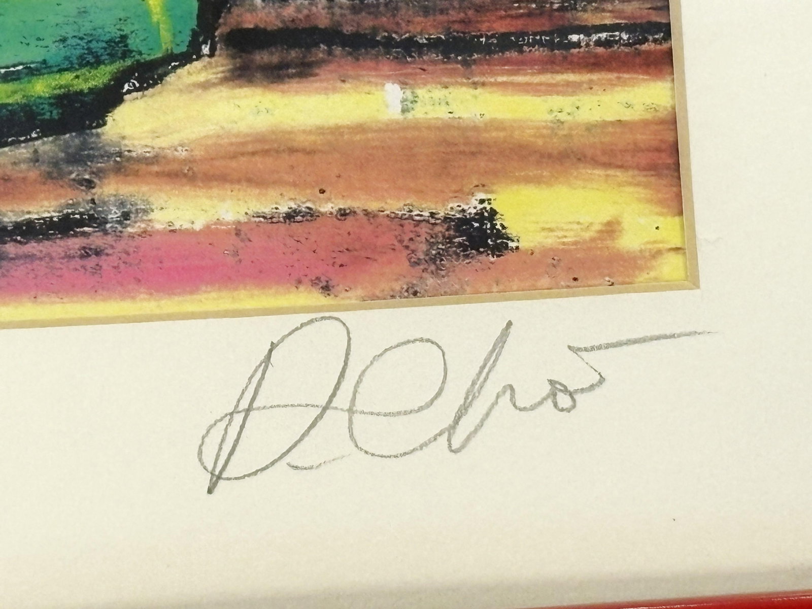 Original Signed and Framed Primitive Pastel Artwork Depicting a 'Bridge & Train' - 7