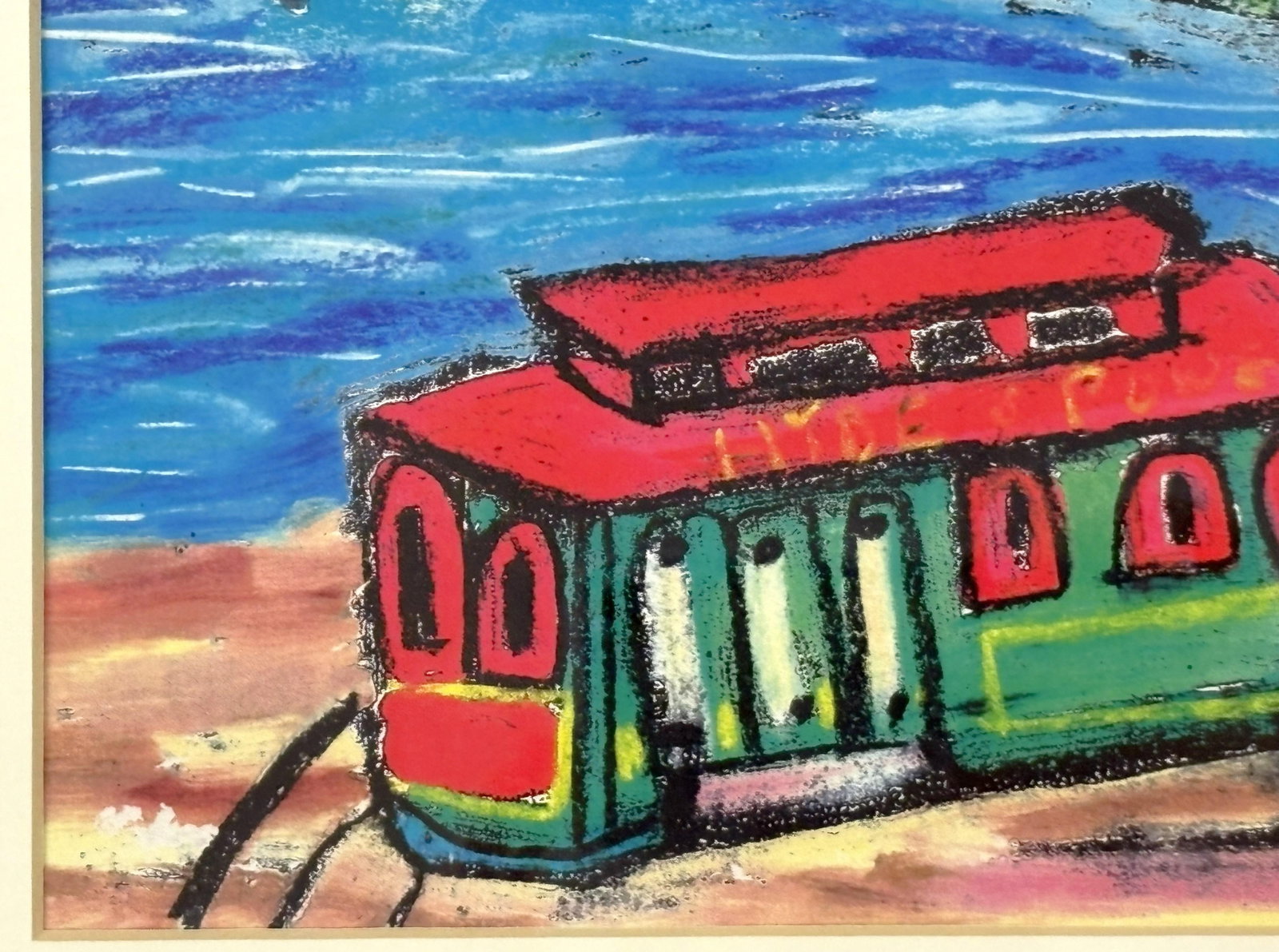 Original Signed and Framed Primitive Pastel Artwork Depicting a 'Bridge & Train' - 9