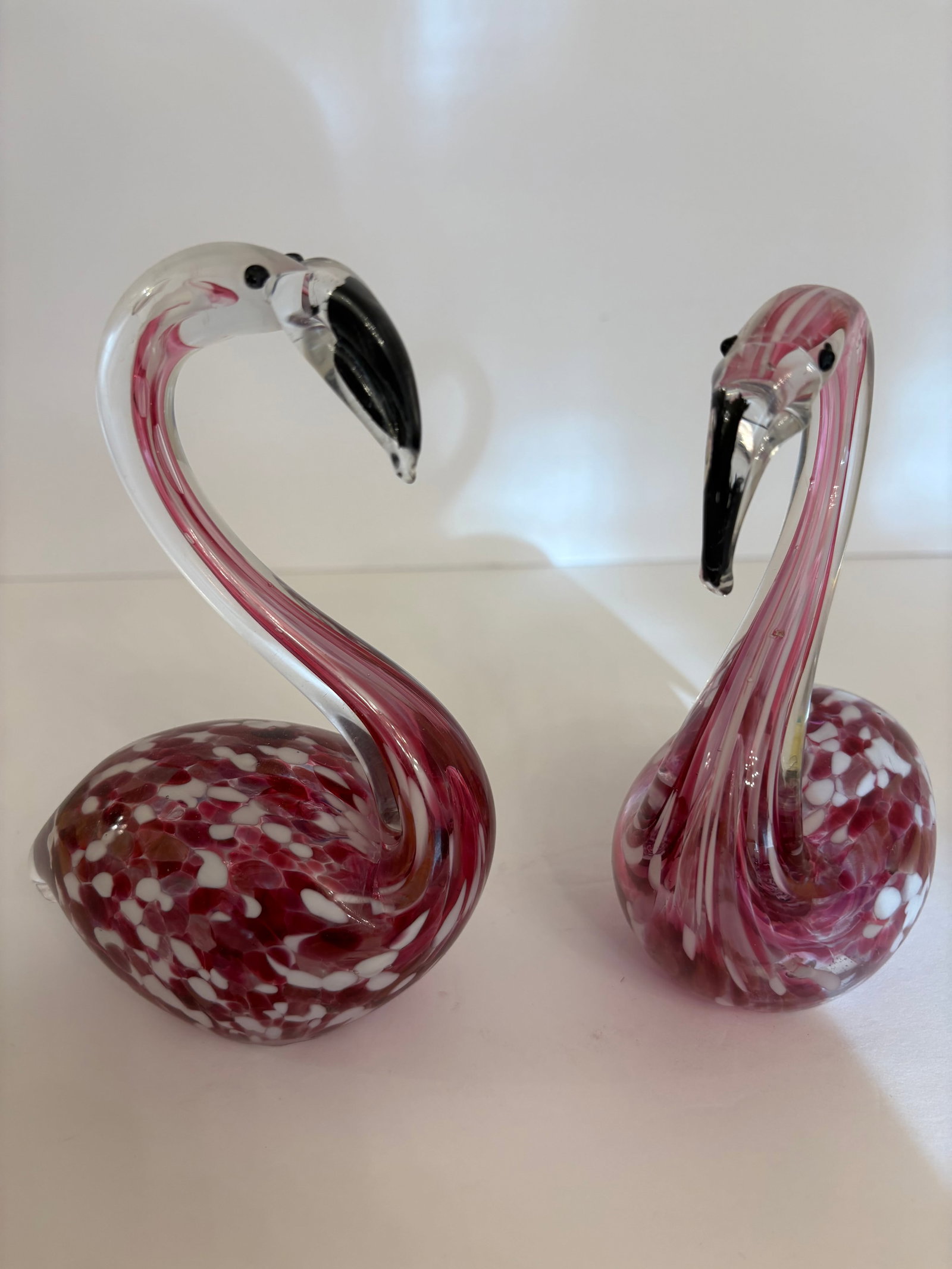 Murano Vintage Hand Blown Glass Flamingos, a Pair - 3
