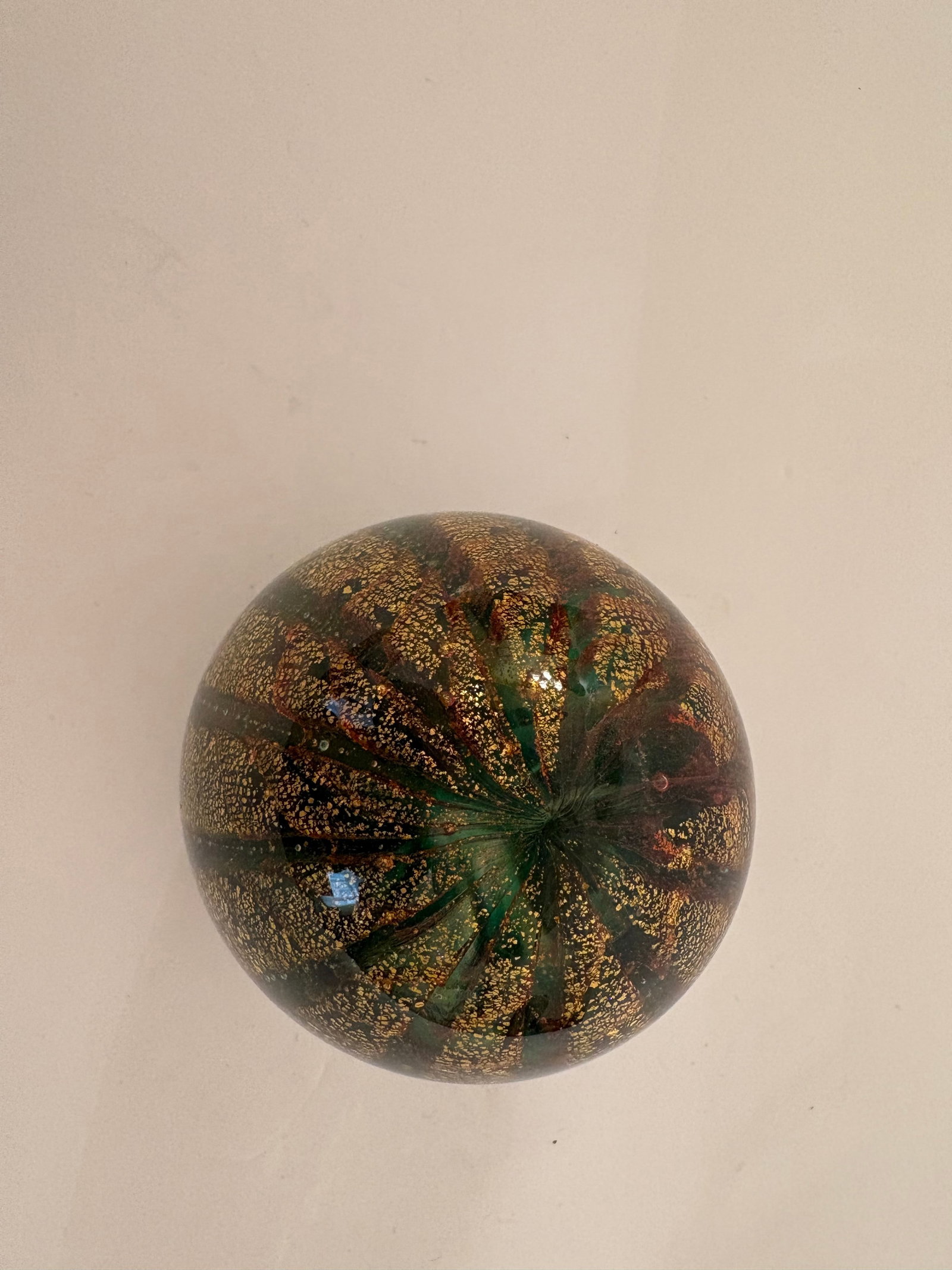 1950s Murano "Barovier & Toso" Hand Blown Glass Adventurine Gold Flex Paperweight - 2