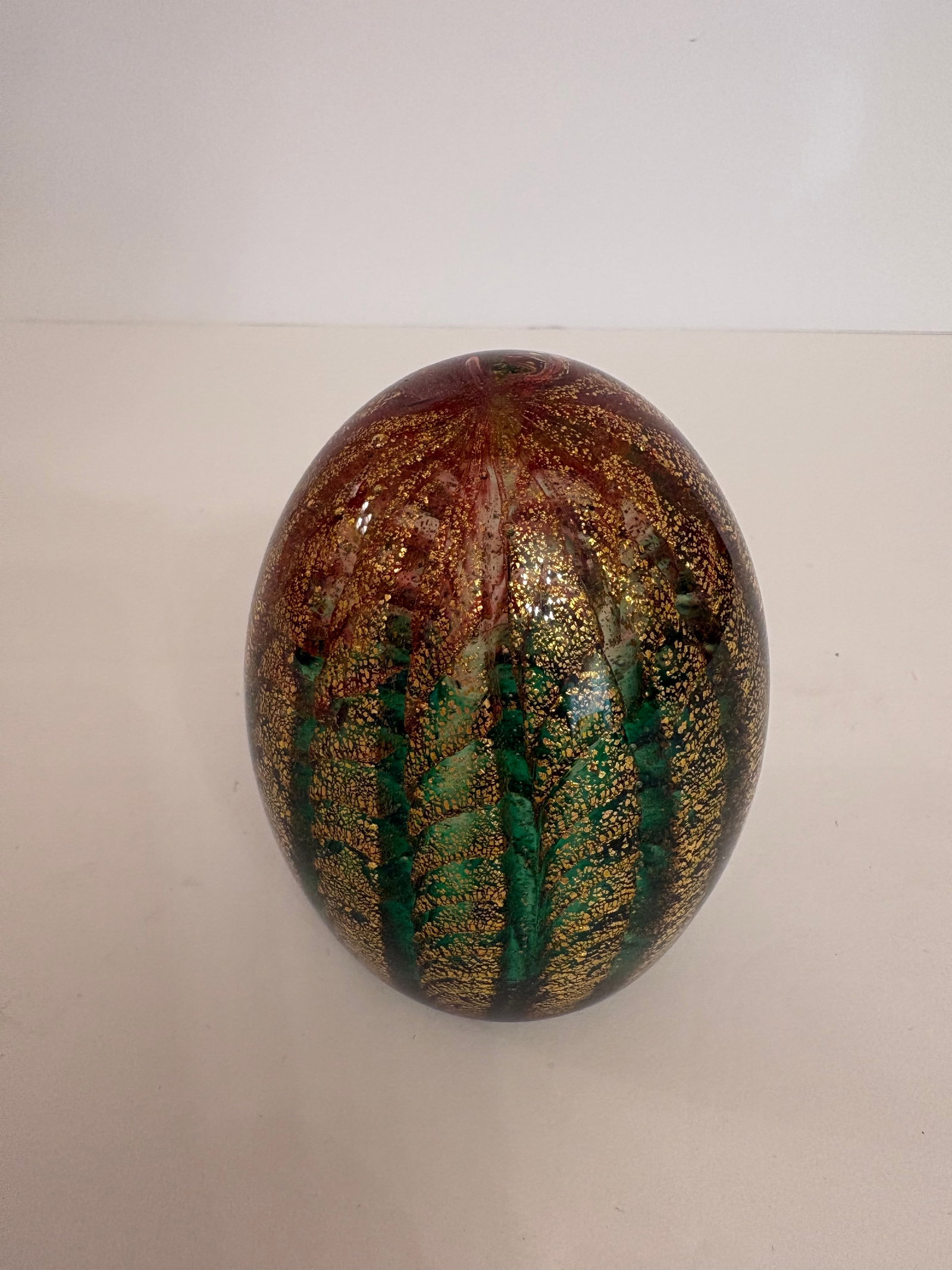 1950s Murano "Barovier & Toso" Hand Blown Glass Adventurine Gold Flex Paperweight - 3