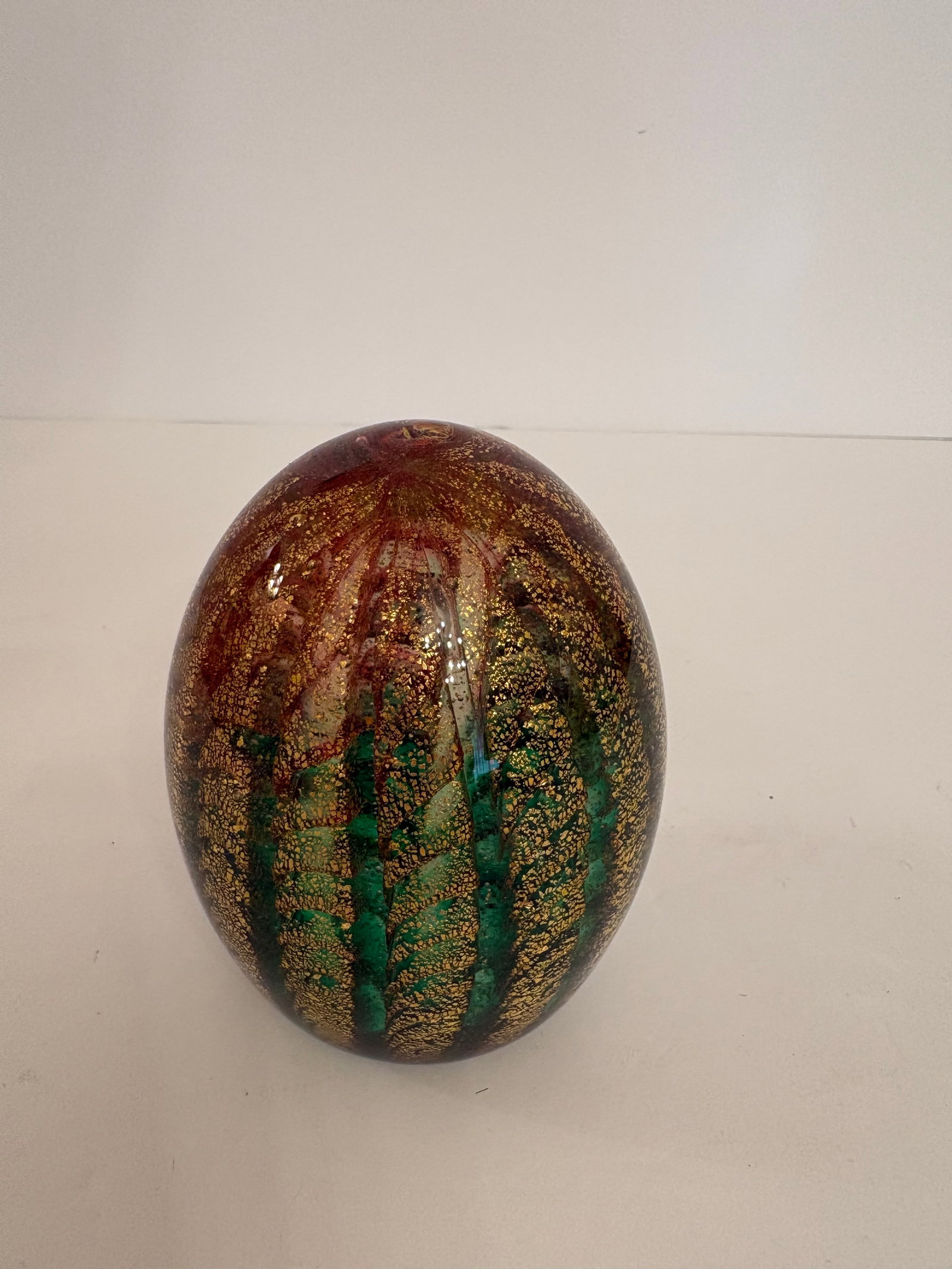 1950s Murano "Barovier & Toso" Hand Blown Glass Adventurine Gold Flex Paperweight - 5