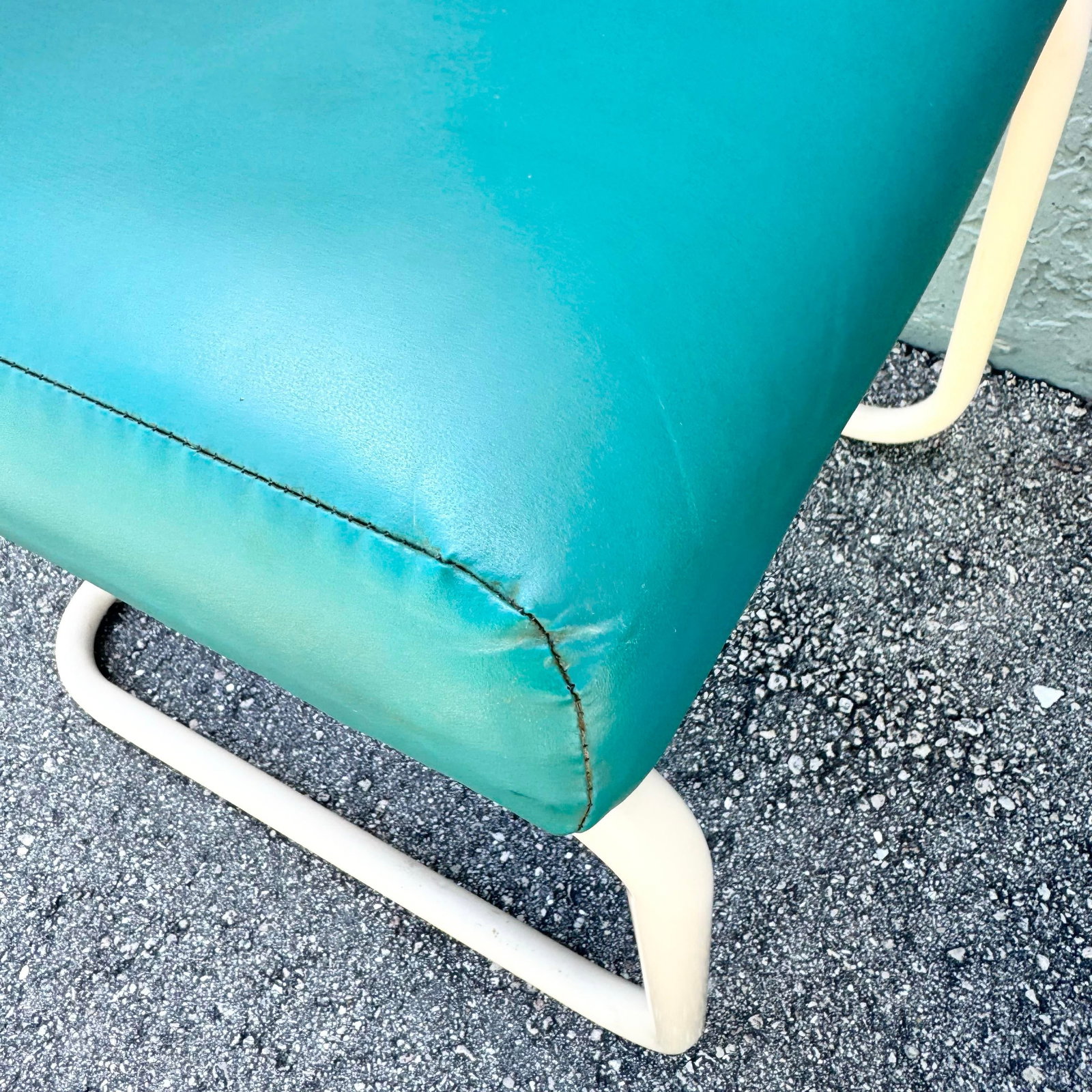 Postmodern Teal and Cream Cantilever Dining Chairs by Chromcraft - Set of 4 - 10