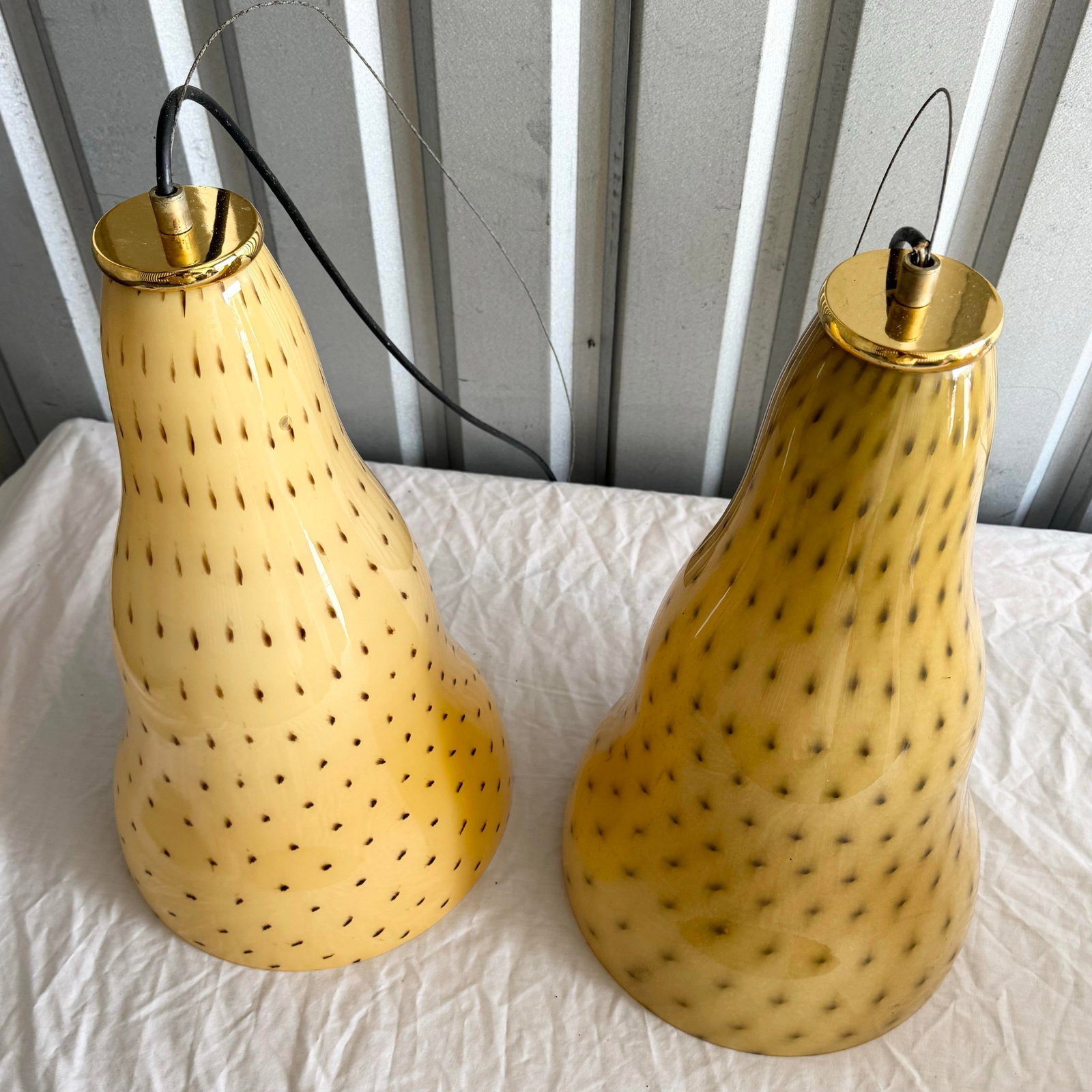 Vintage Italian Glass Pendant Lamps by Toso & Massari for Leucos - A Pair - 3