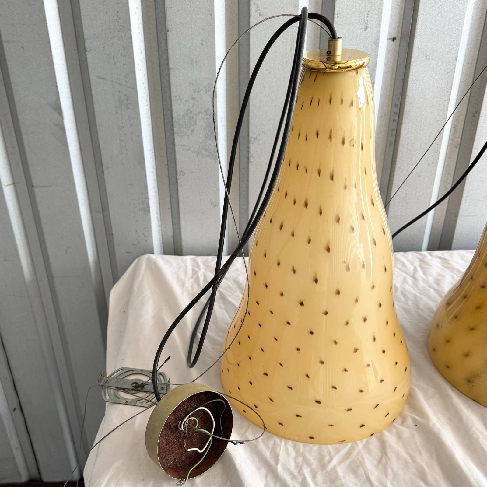 Vintage Italian Glass Pendant Lamps by Toso & Massari for Leucos - A Pair - 8