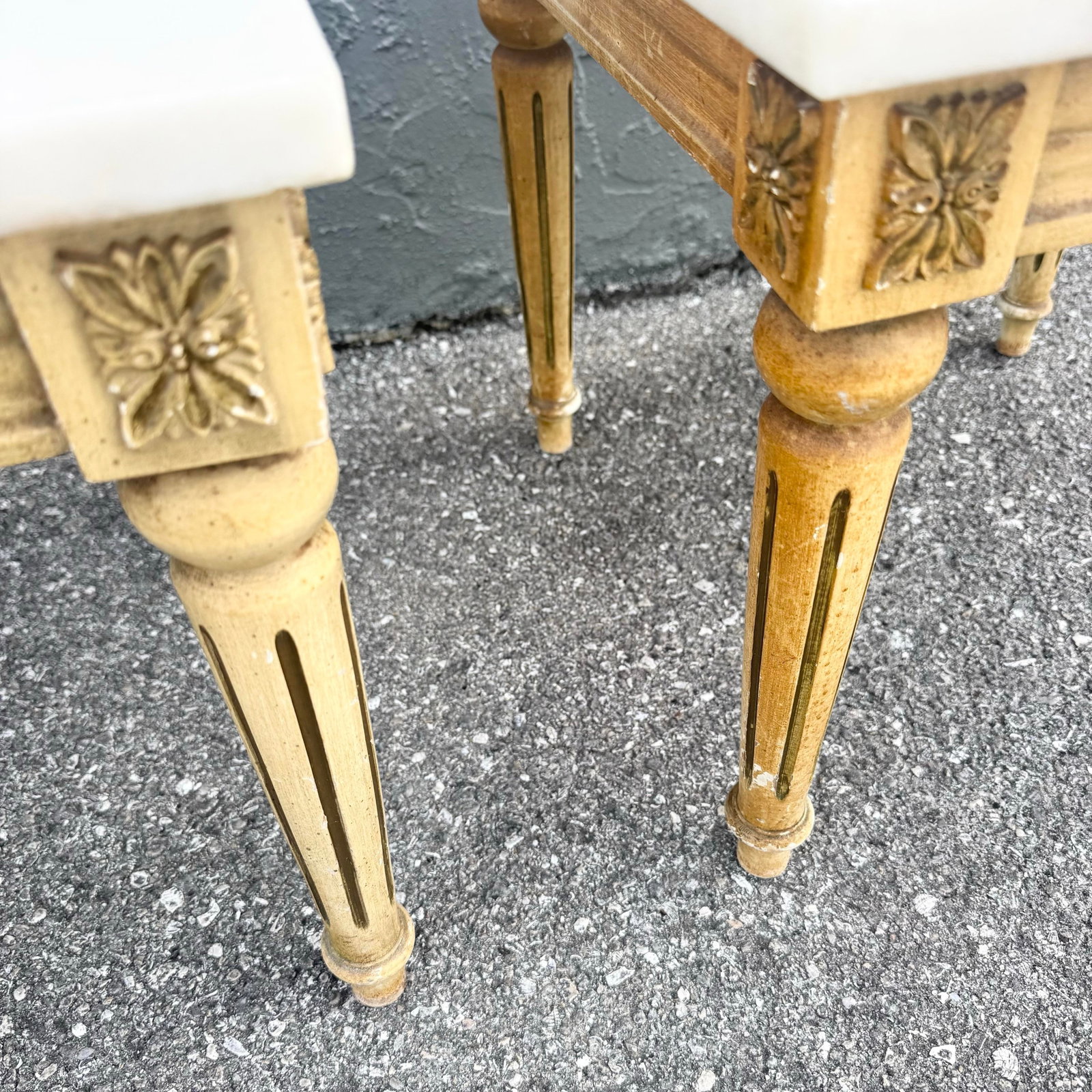Neoclassical Portuguese Marble Top Wooden Side Tables - A Pair - 7