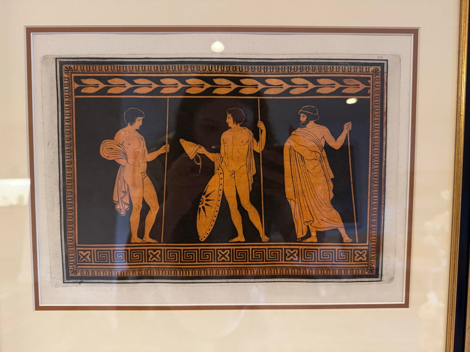 18th Century Neoclassical Aquatint Engraving | Hamilton Collection | Greek Vase Figures | Double Mat - 5
