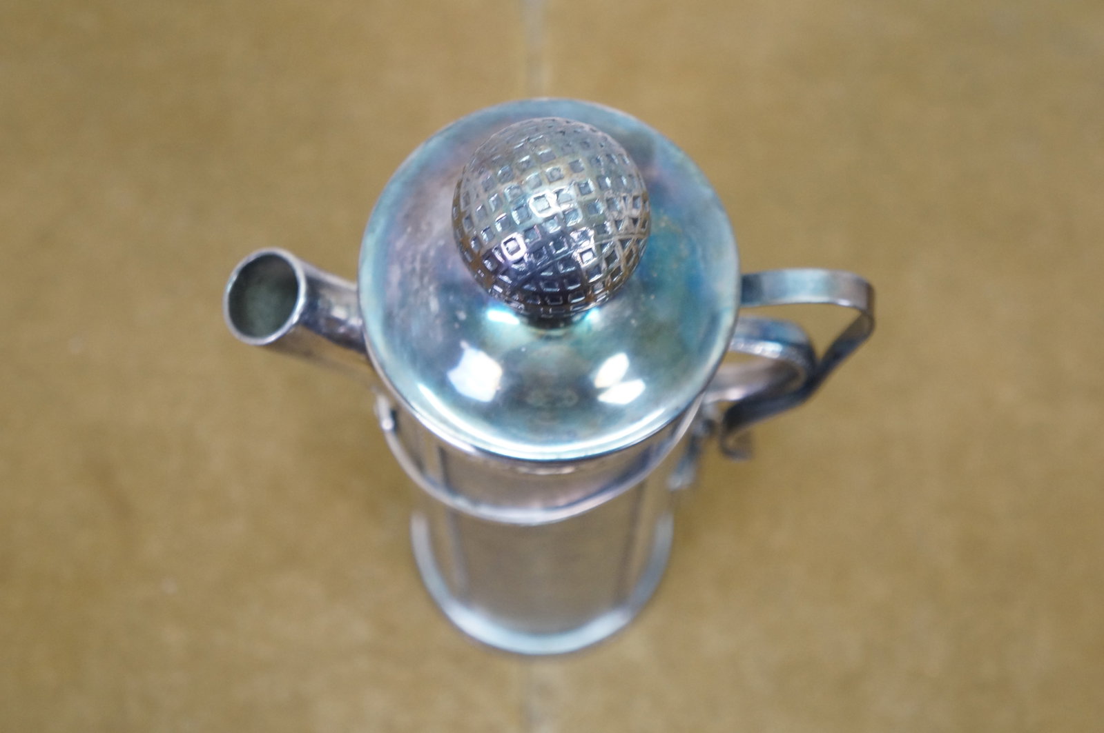 Rare Antique 1921 George Berry Derby Silverplated Golf Bag Cocktail Shaker 13" - 10