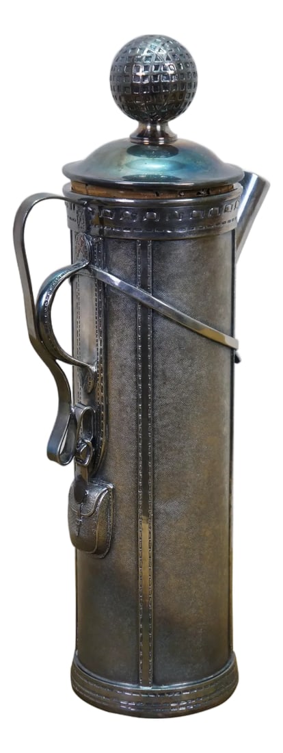 Rare Antique 1921 George Berry Derby Silverplated Golf Bag Cocktail Shaker 13" (1 of 16)