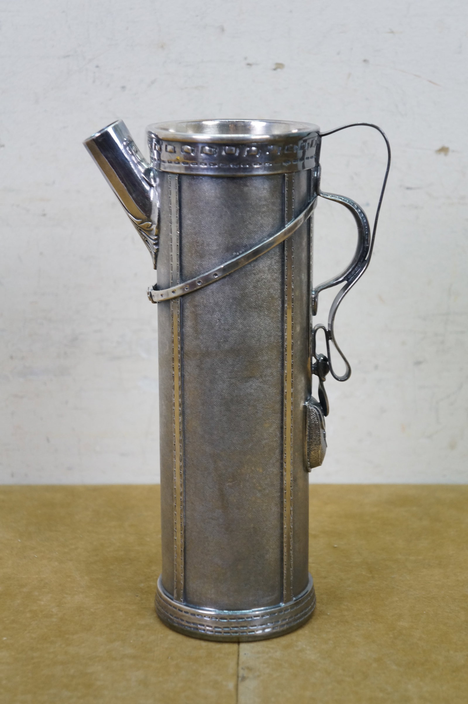 Rare Antique 1921 George Berry Derby Silverplated Golf Bag Cocktail Shaker 13" - 6