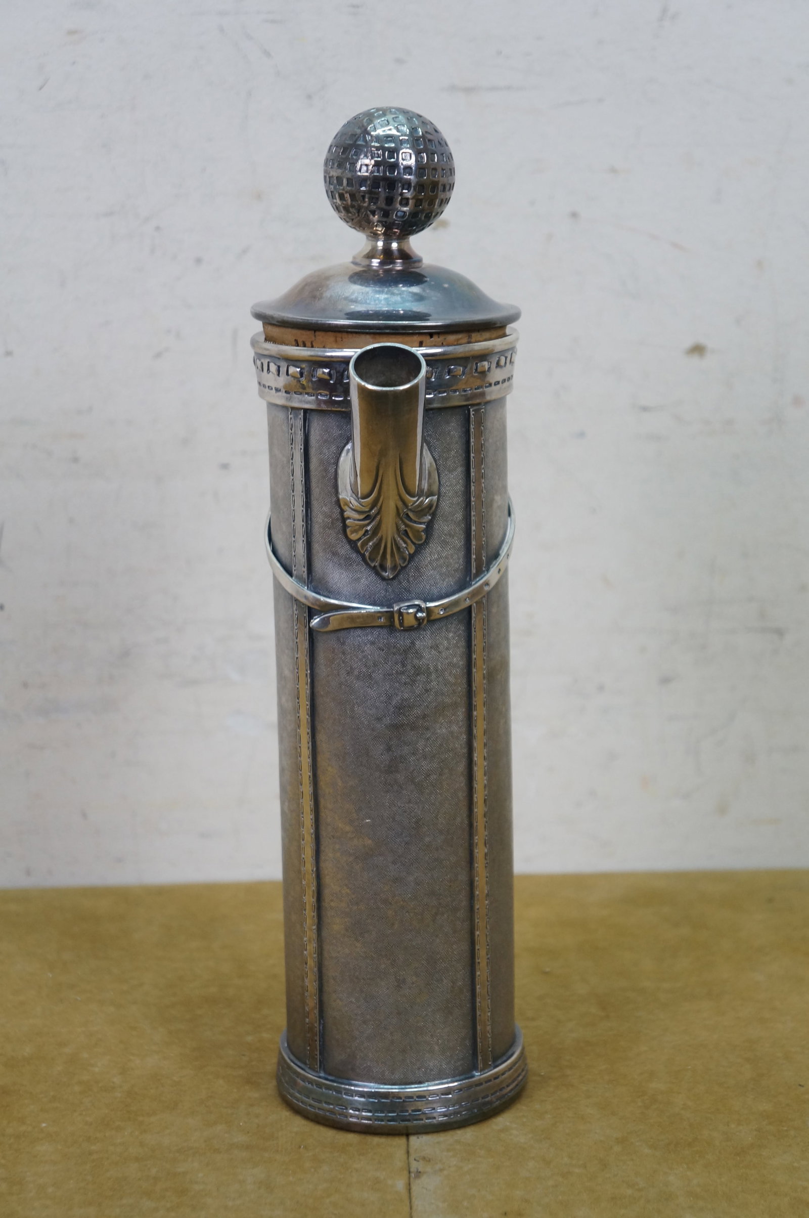Rare Antique 1921 George Berry Derby Silverplated Golf Bag Cocktail Shaker 13" - 7