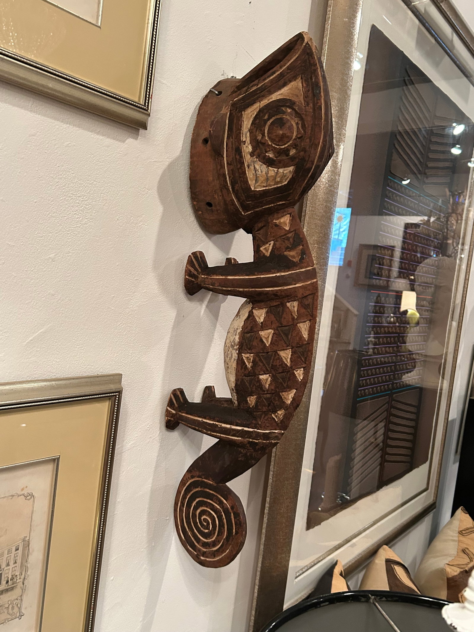 African Hand Carved Animal Wall Sculpture - 6