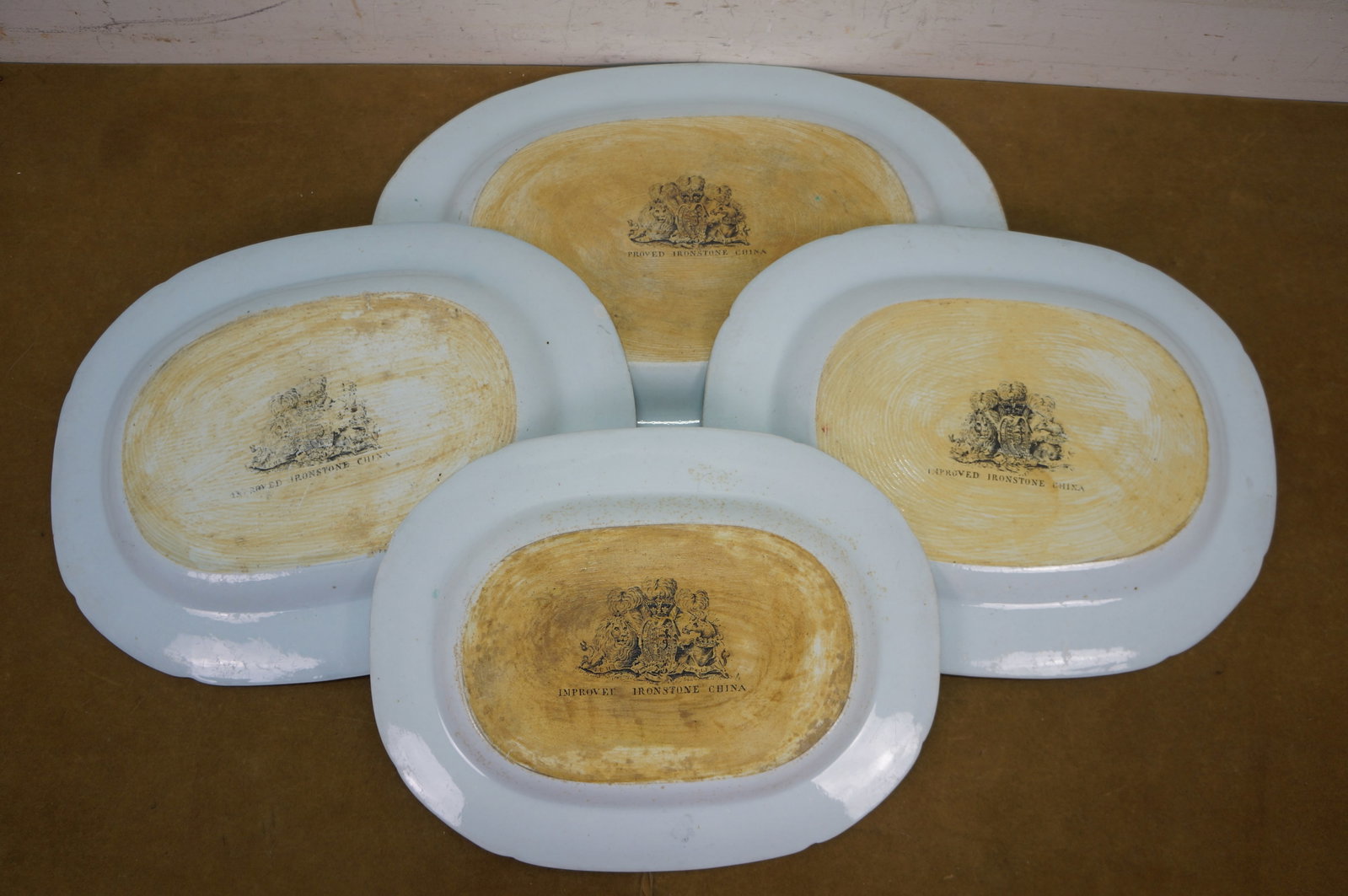 Antique 1825 Stephan Folch Bamboo & Basket Ironstone China Platters - Set of 4 - 11
