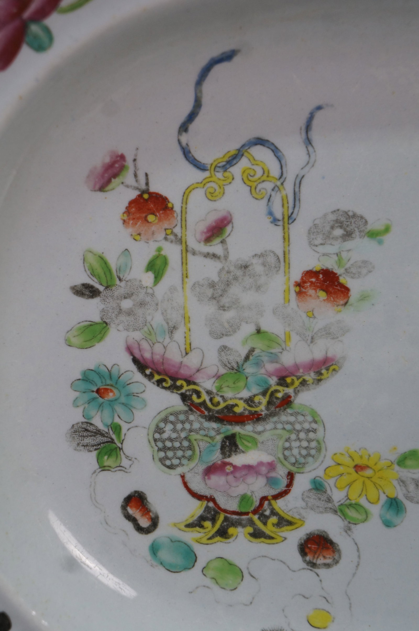 Antique 1825 Stephan Folch Bamboo & Basket Ironstone China Platters - Set of 4 - 4